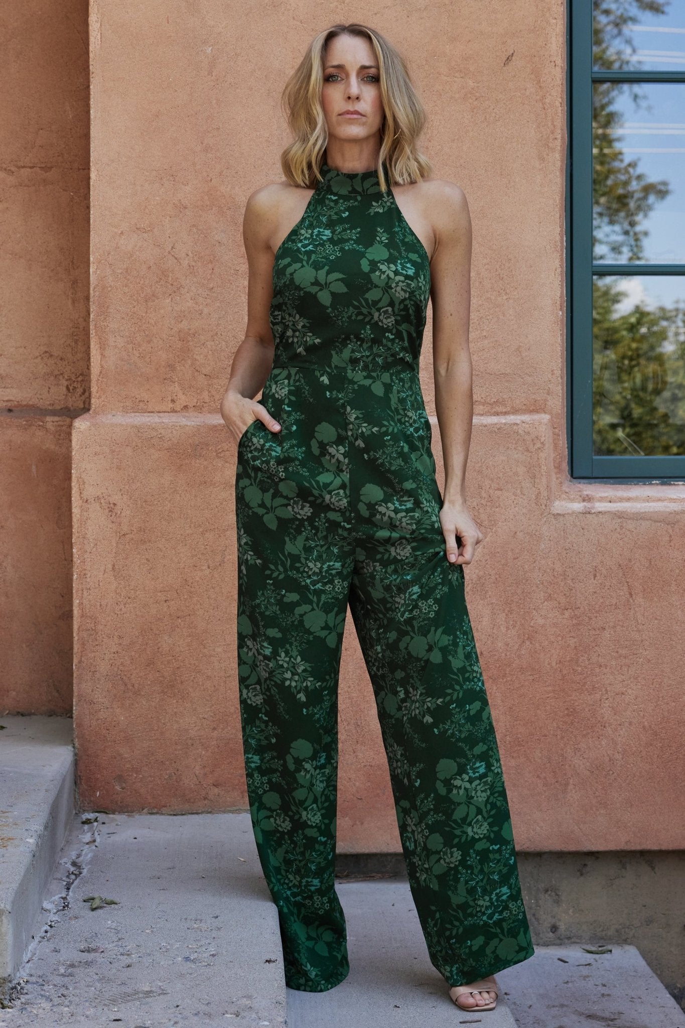 Freya Halter Jumpsuit | Emerald Floral Best Wholesale Cheap Pice