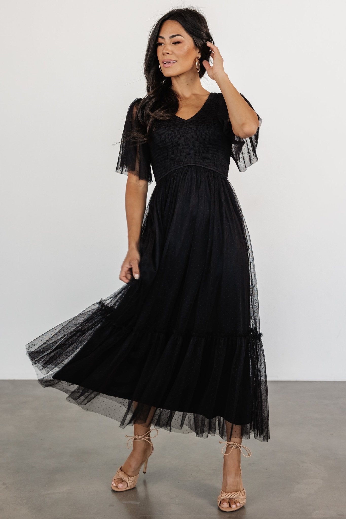 Martha Smocked Tulle Dress | Black Cheap Visa Payment