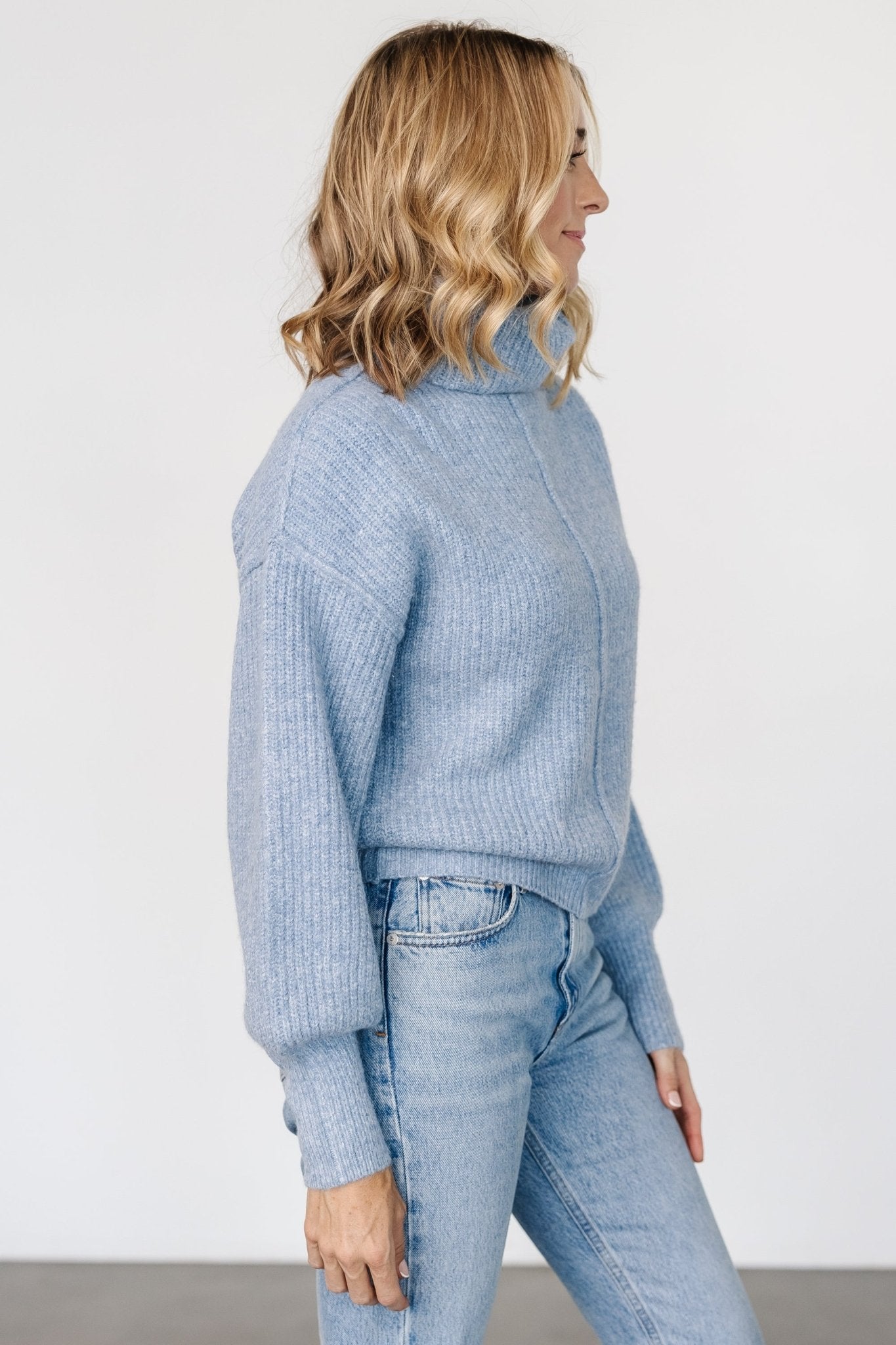 Frannie Knit Turtleneck Sweater | Blue Finishline For Sale