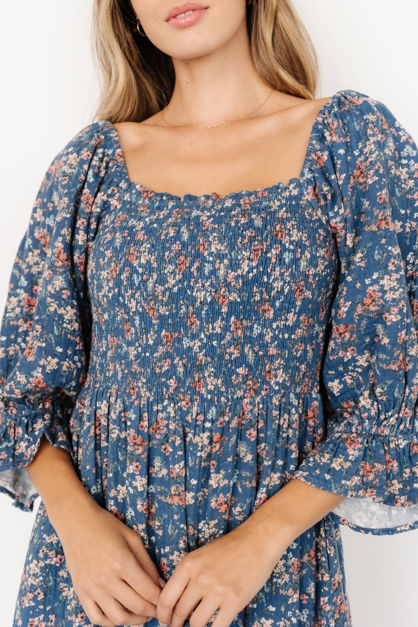 Sedona Smocked Dress | Blue Floral For Sale Free Shipping