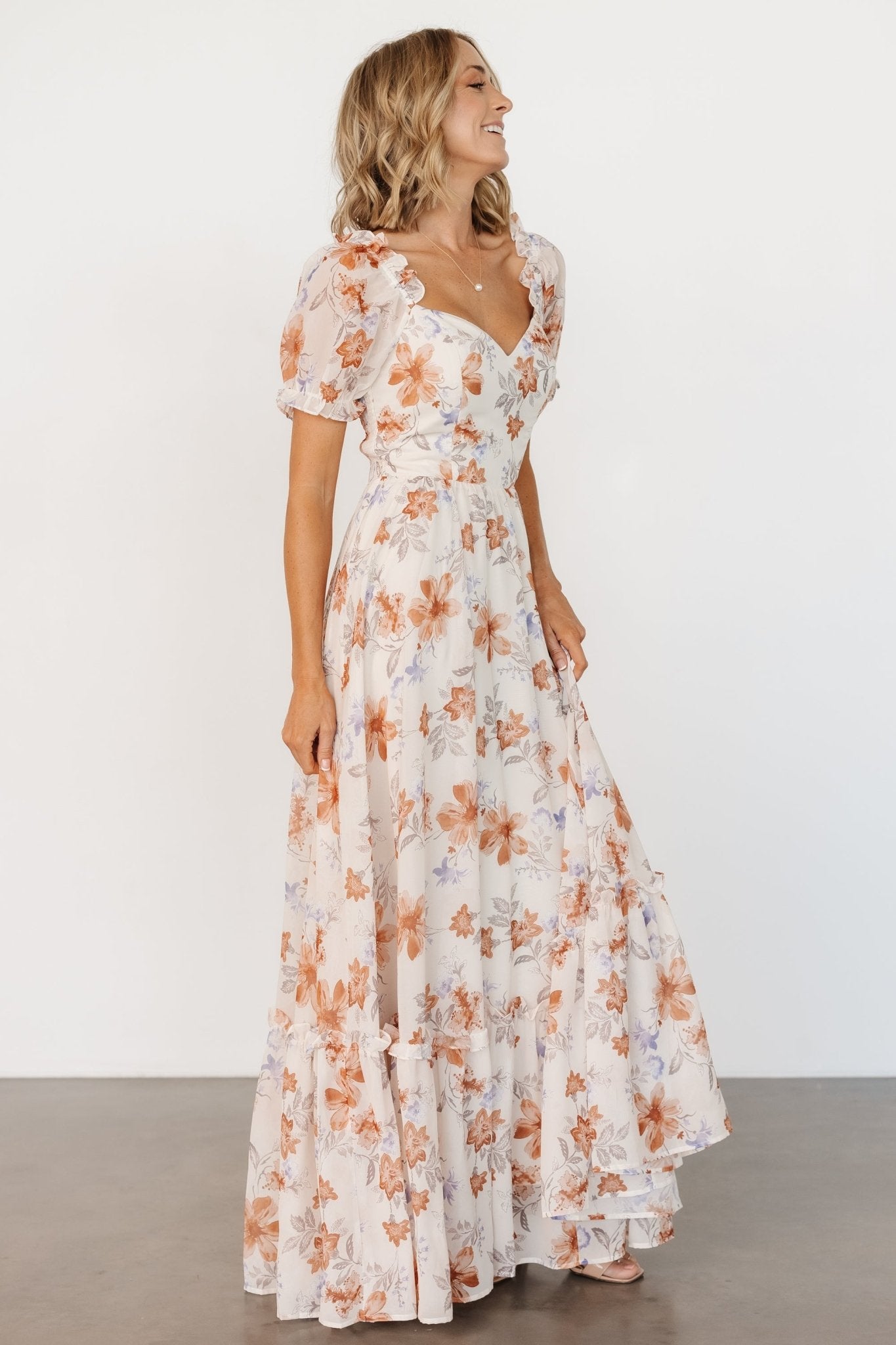 Aberdeen Sweetheart Maxi Dress | Cream Floral Cheap Sale Huge Surprise