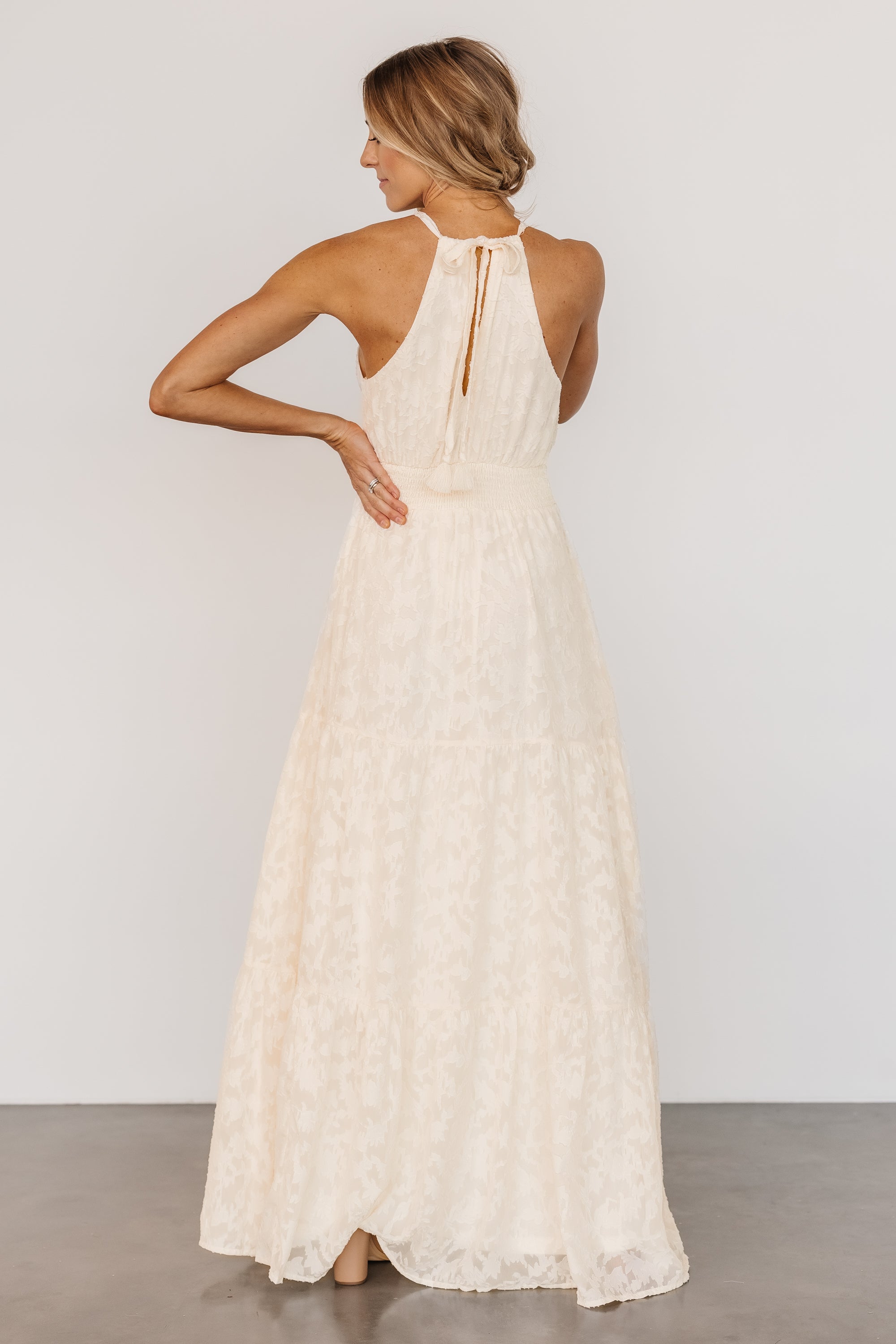 Eilish Embossed Maxi Dress | Cream Clearance Amazon