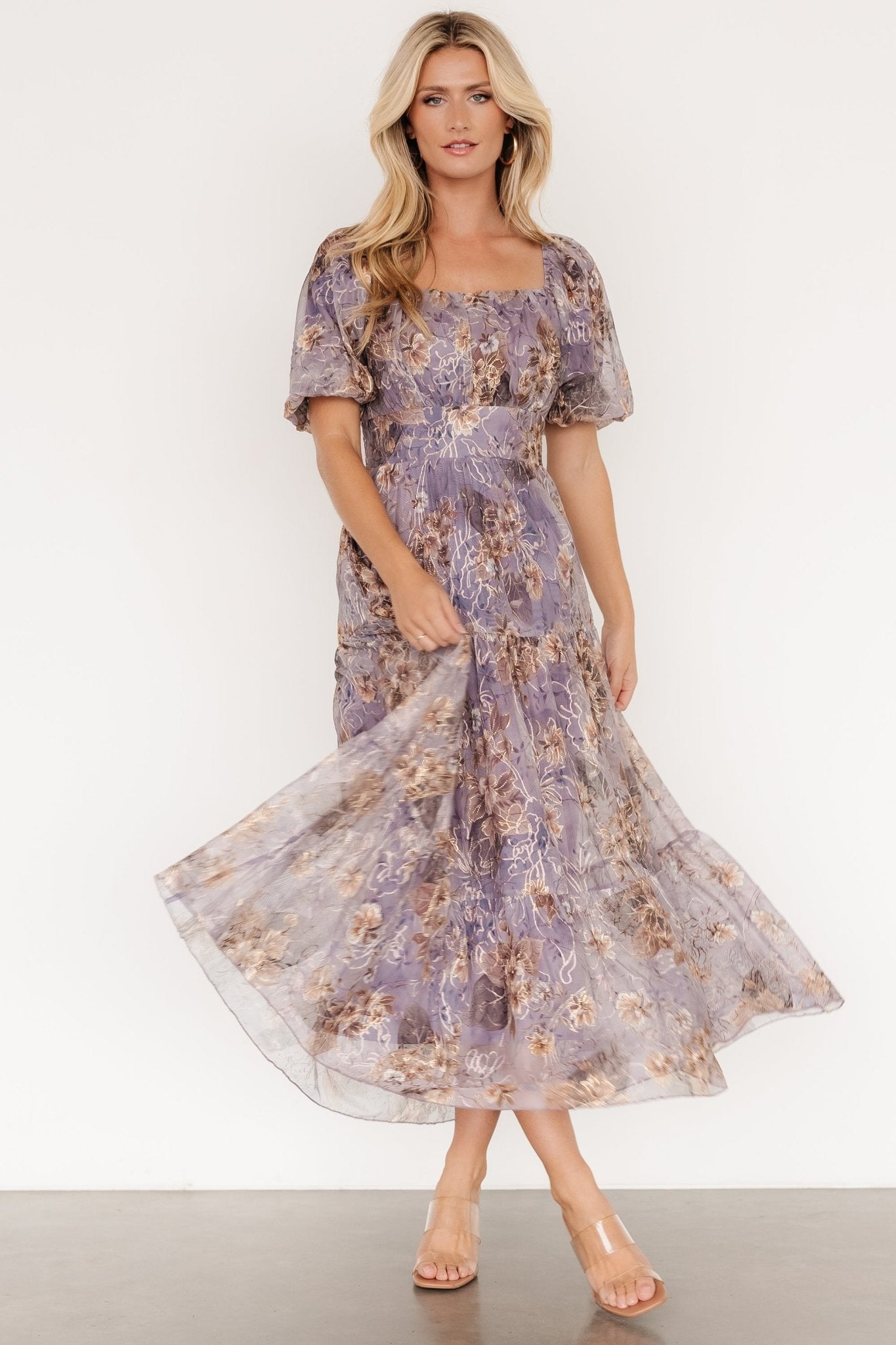 Annabeth Midi Dress | Lavender Floral Outlet Low Pice Fee Shipping