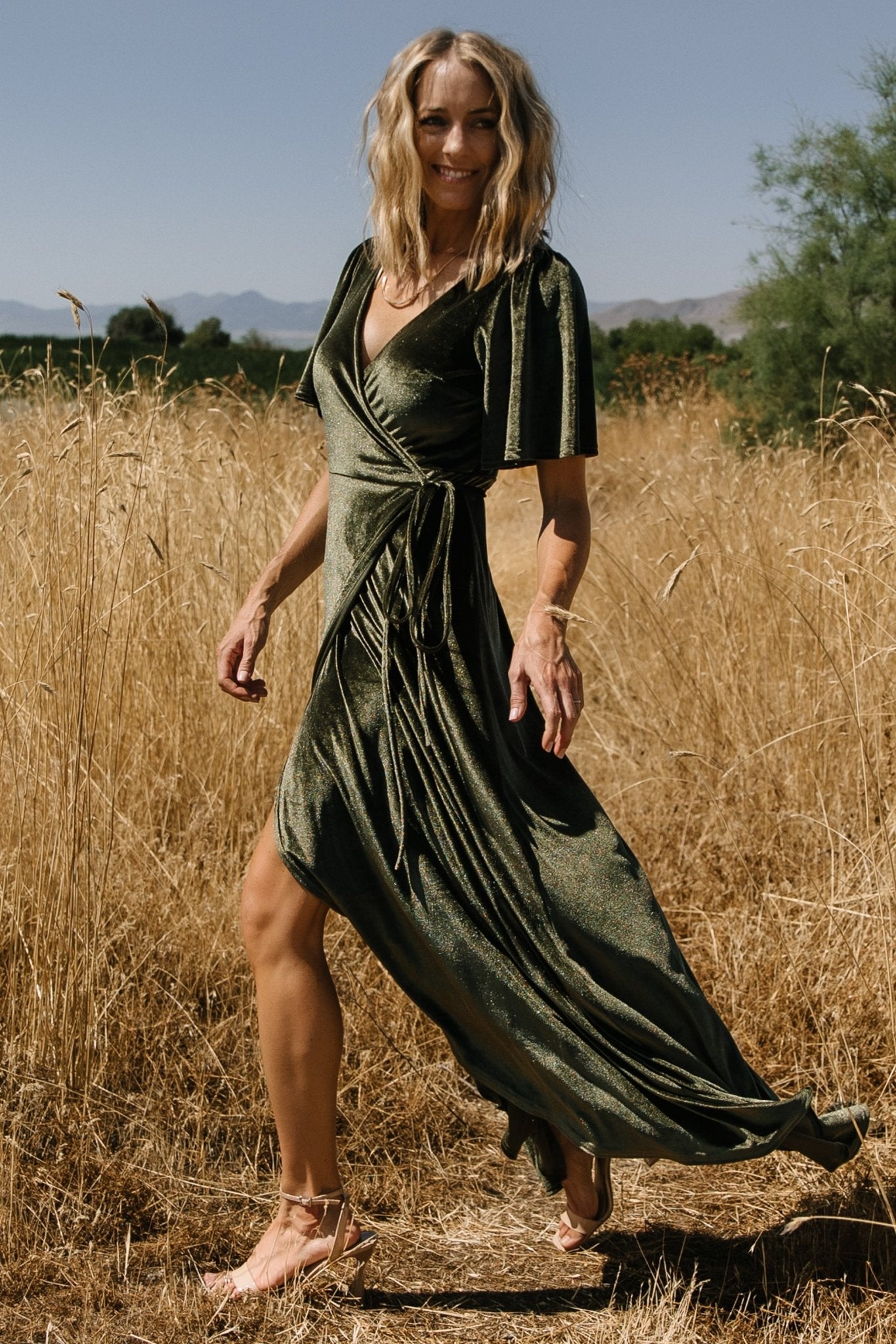 Katelyn Velvet Maxi Wrap Dress | Dark Olive How Much Sale Online