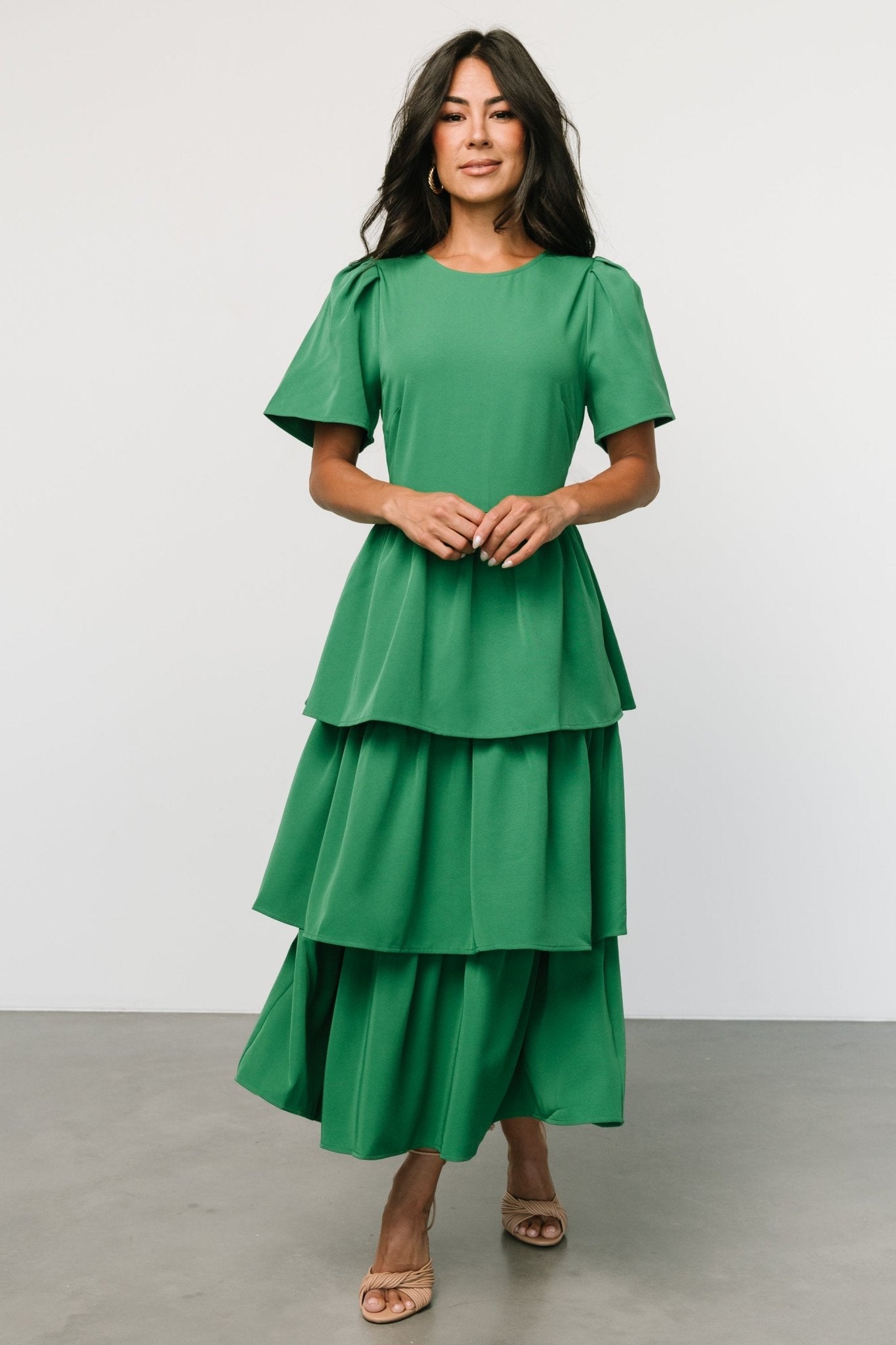 Cadenza Tiered Maxi Dress | Green Outlet Clearance