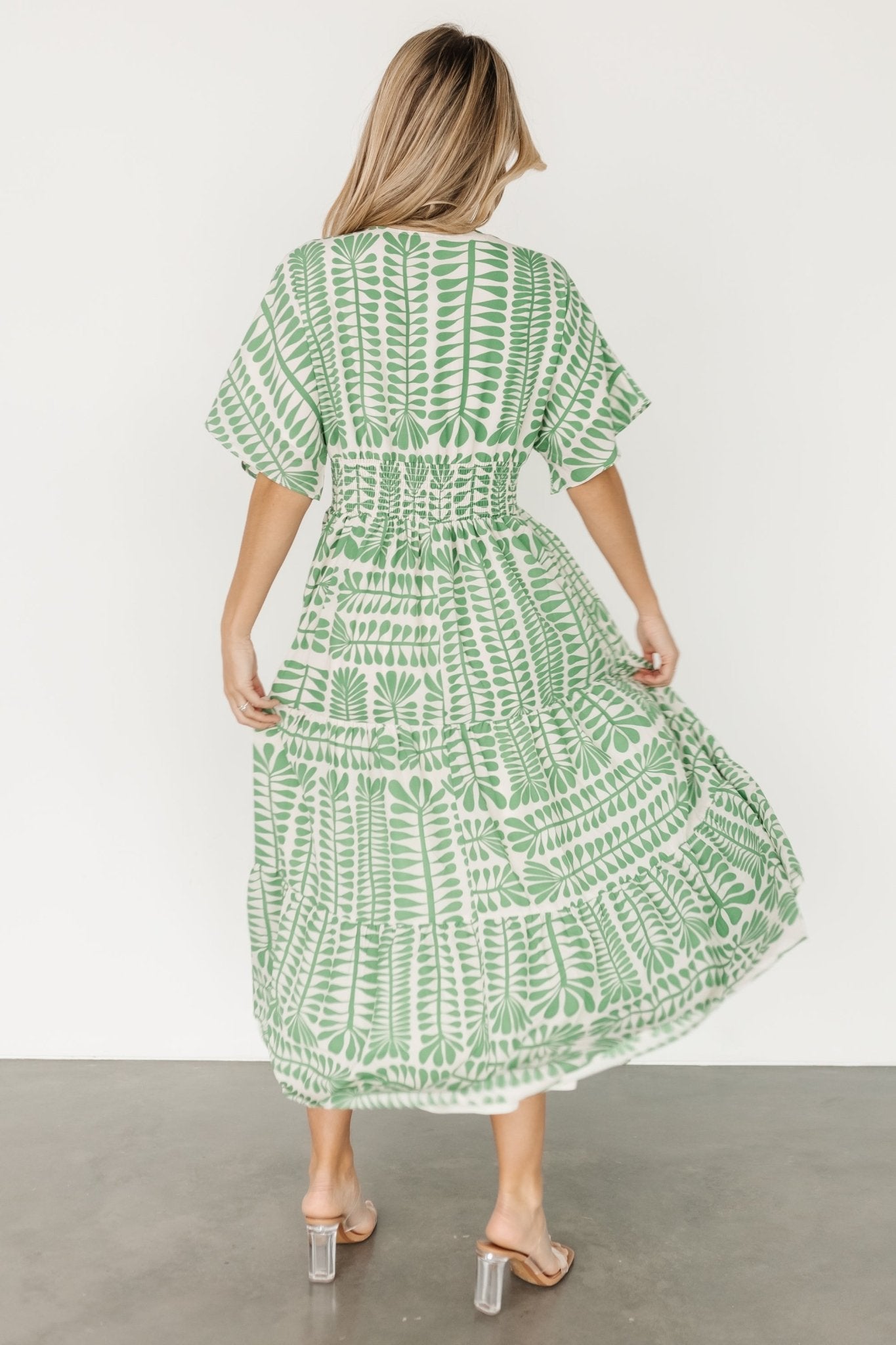 Austin Kimono Dress | Green Print Cheap Finishline