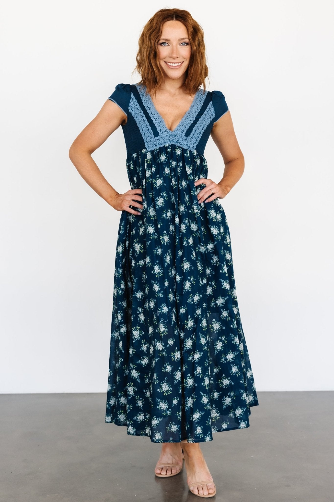 Lucille Maxi Dress | Dark Blue Floral Buy Cheap For Cheap