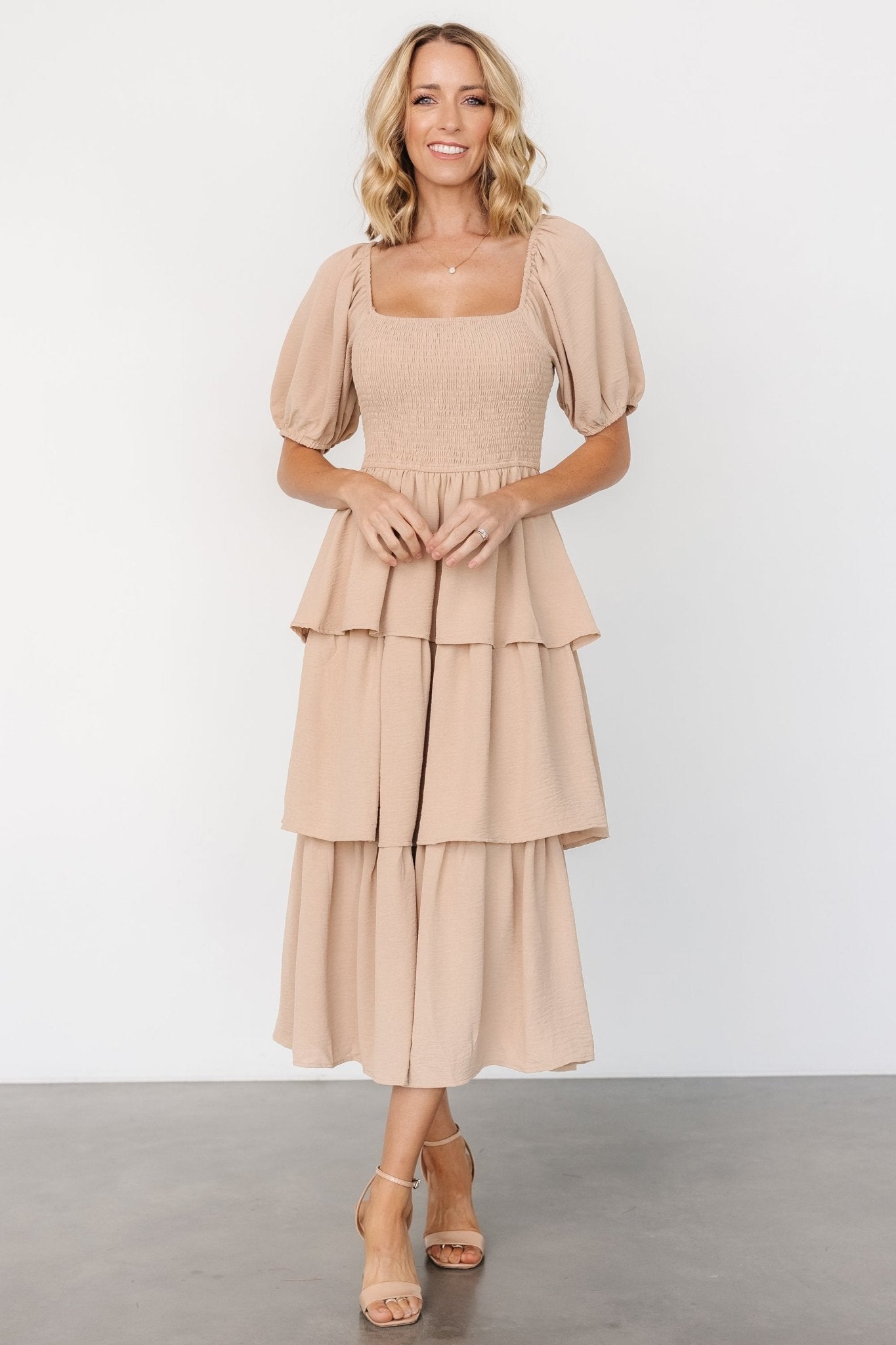 Ashbourne Tiered Dress | Taupe Buy Online Cheap Pice