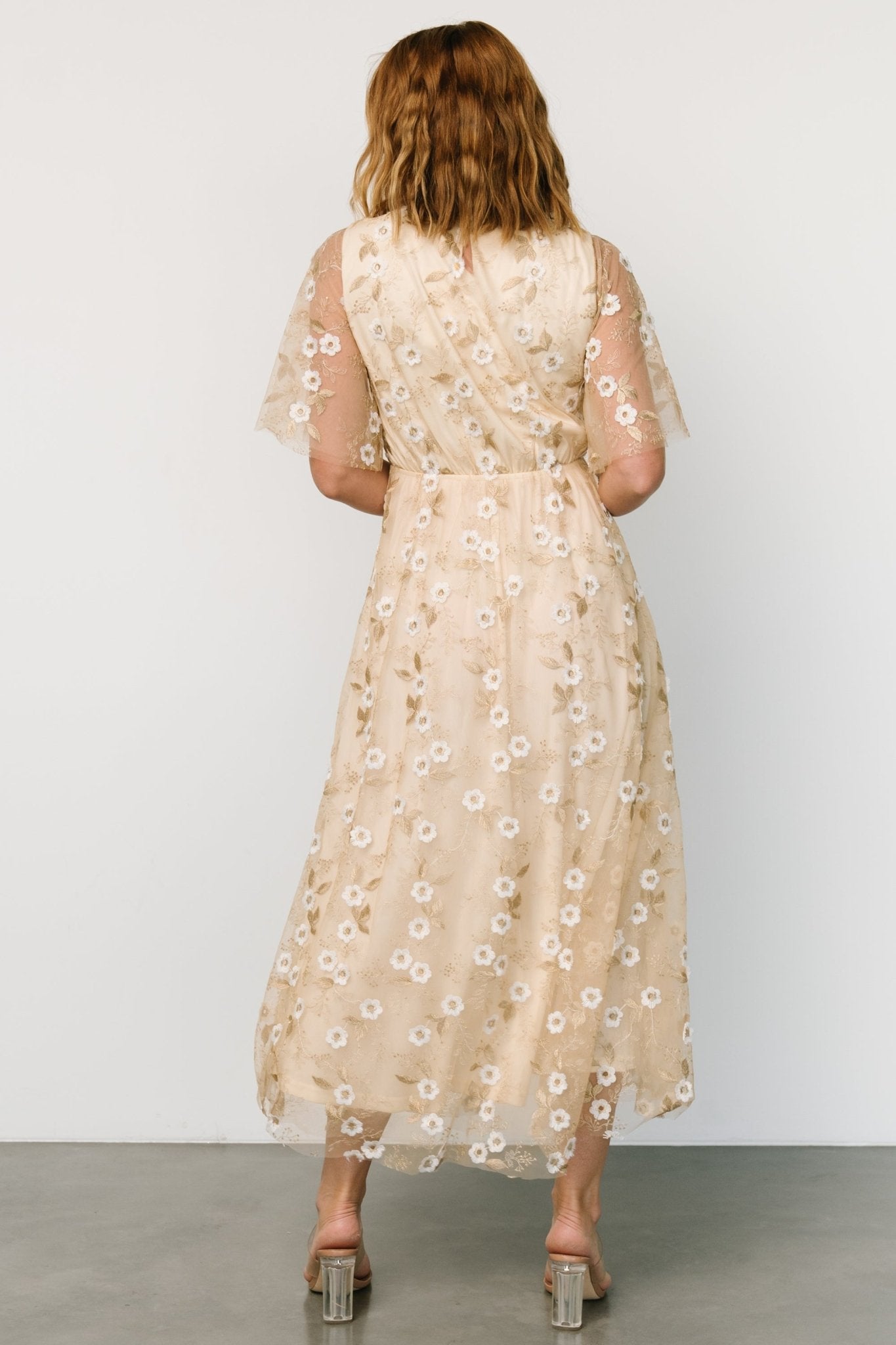 Arabella Embroidered Tulle Maxi Dress | Gold + White Clearance Best Store To Get