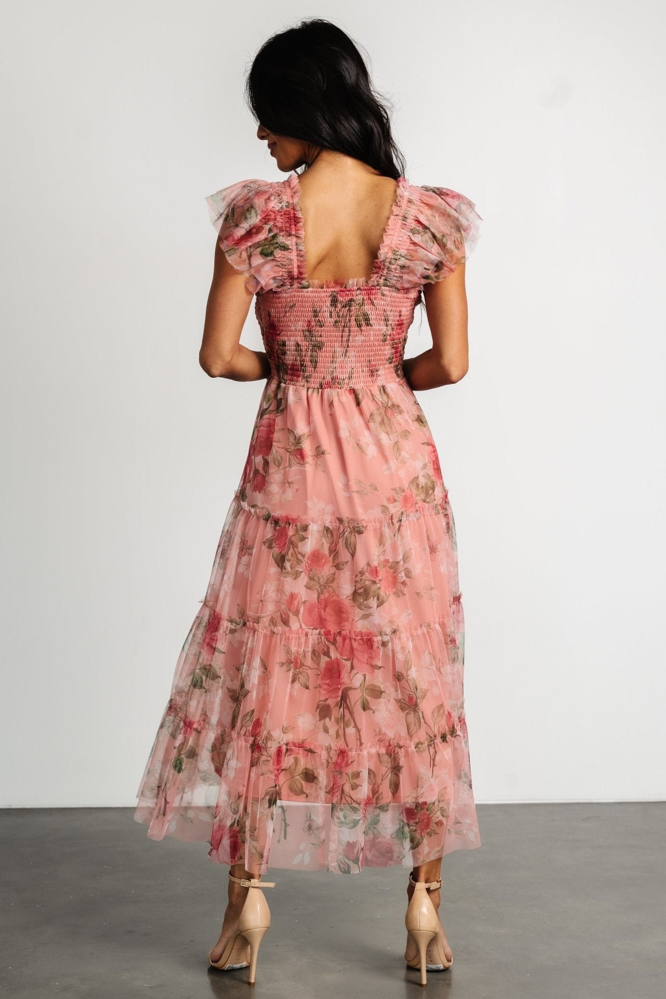 Clementine Tulle Midi Dress | Pink Rose Floral Cheap Outlet Locations