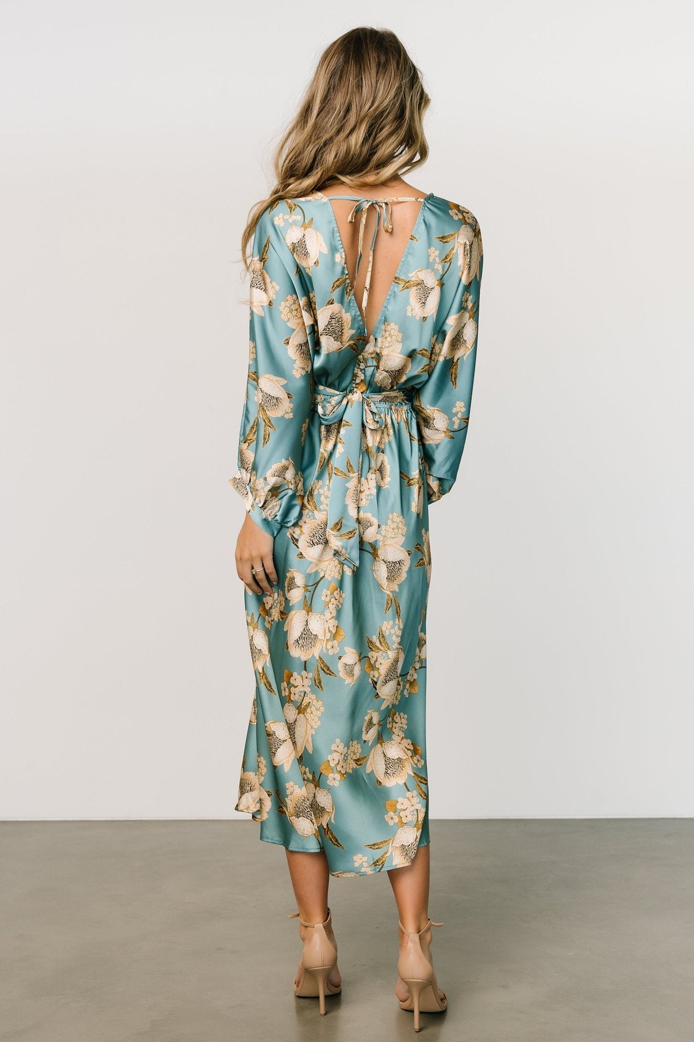 Joni Satin Midi Dress | Blue Multi Cheap Sale Low Pice