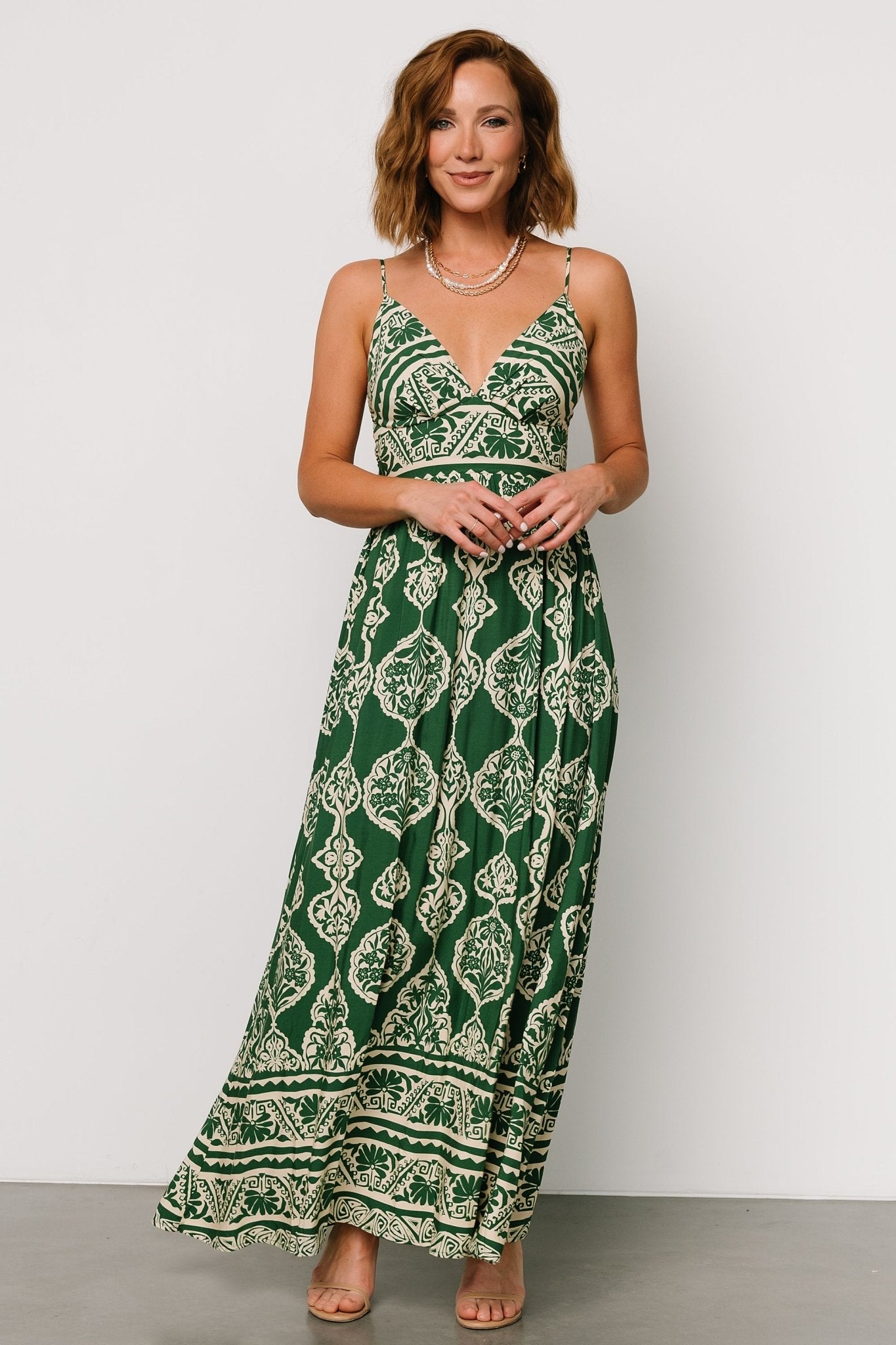 Davinah V Neck Maxi Dress | Green Print Buy Cheap 100% Guaranteed