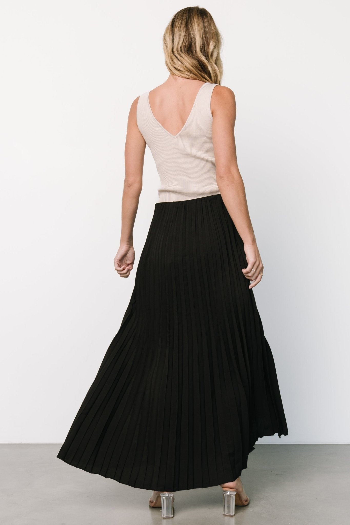 Vinny Pleated Maxi Skirt | Black Discount Wide Range Of