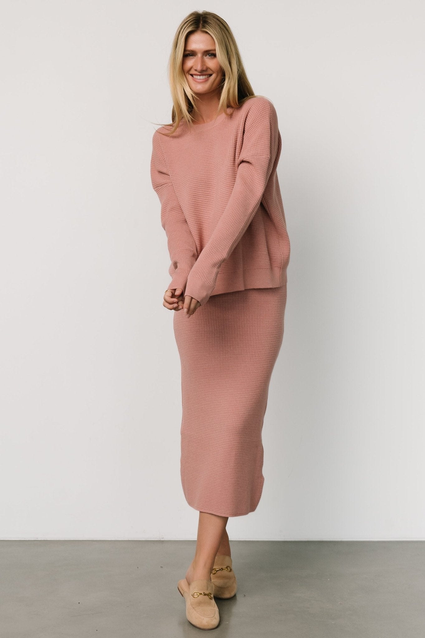 Carey Waffle Midi Skirt | Rose Clearance Best