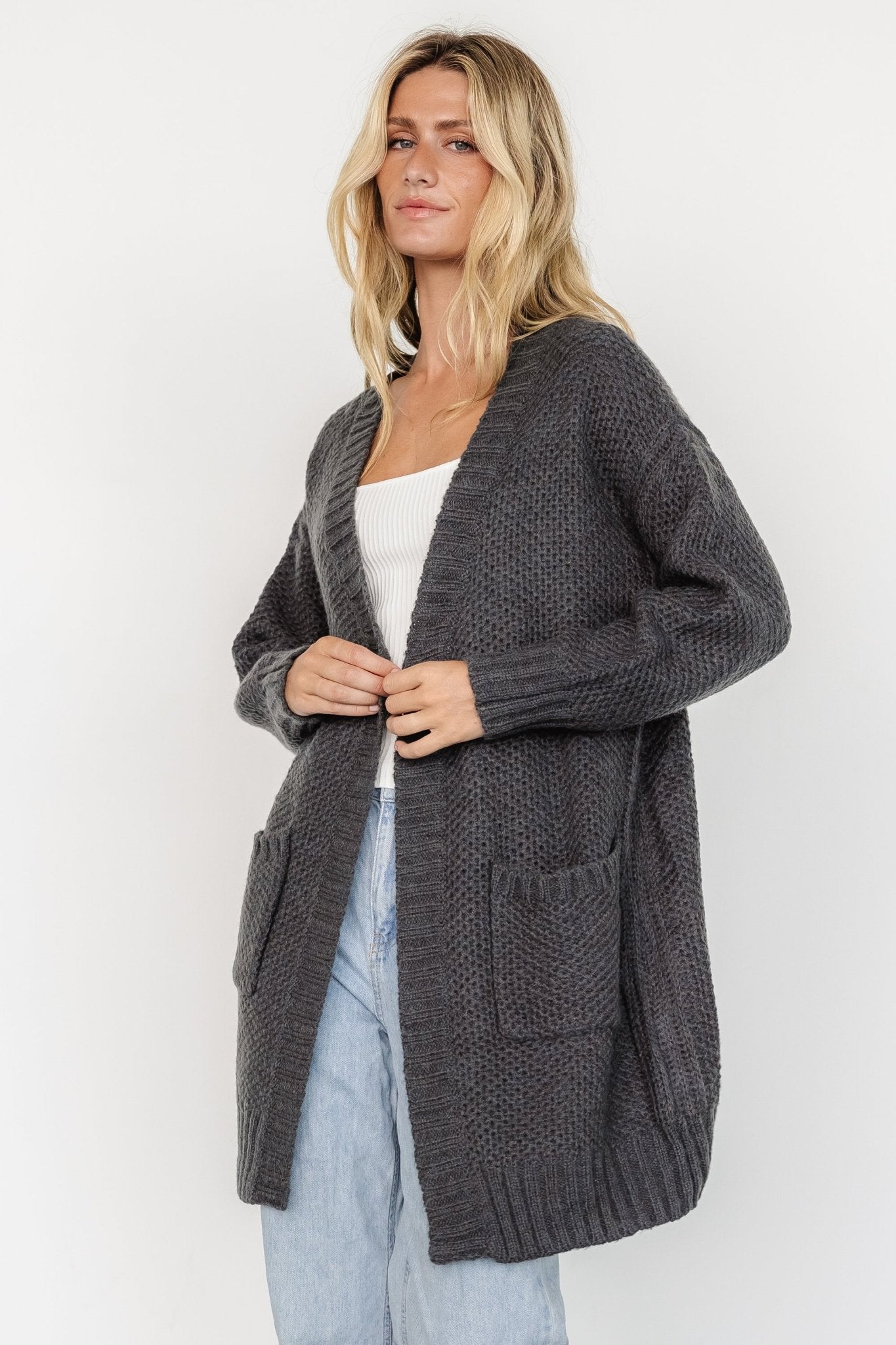 Theodora Knit Cardigan | Charcoal Buy Cheap Clearance