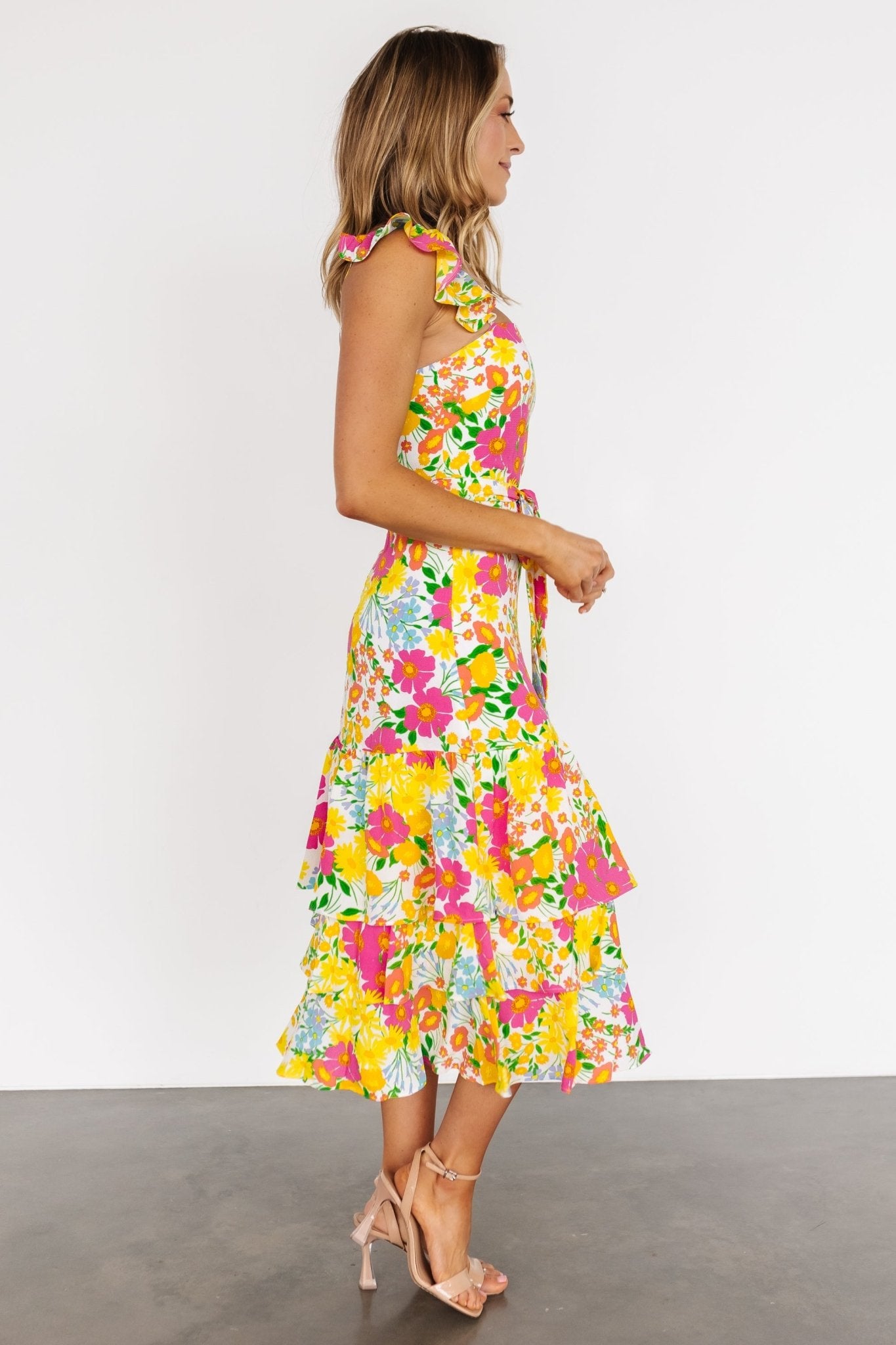 Dani Ruffle Tiered Midi Dress | Multi Floral Outlet Purchase