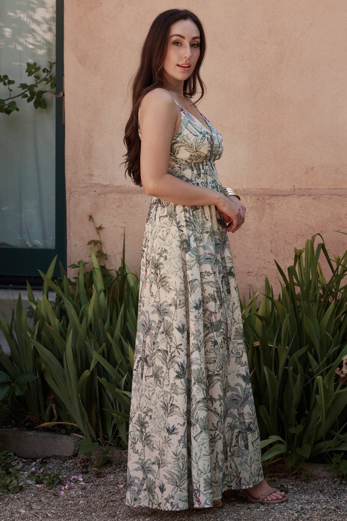 Naia Maxi Dress | Natural + Sage Print View