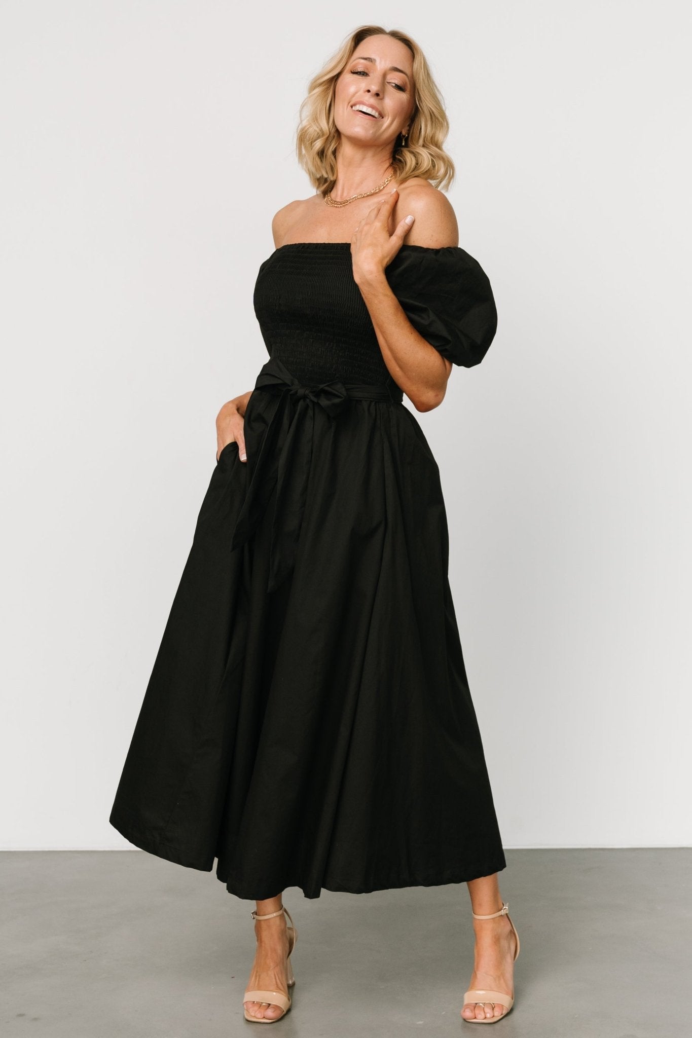 Bardot Midi Dress | Black Cheap Sale 100% Original