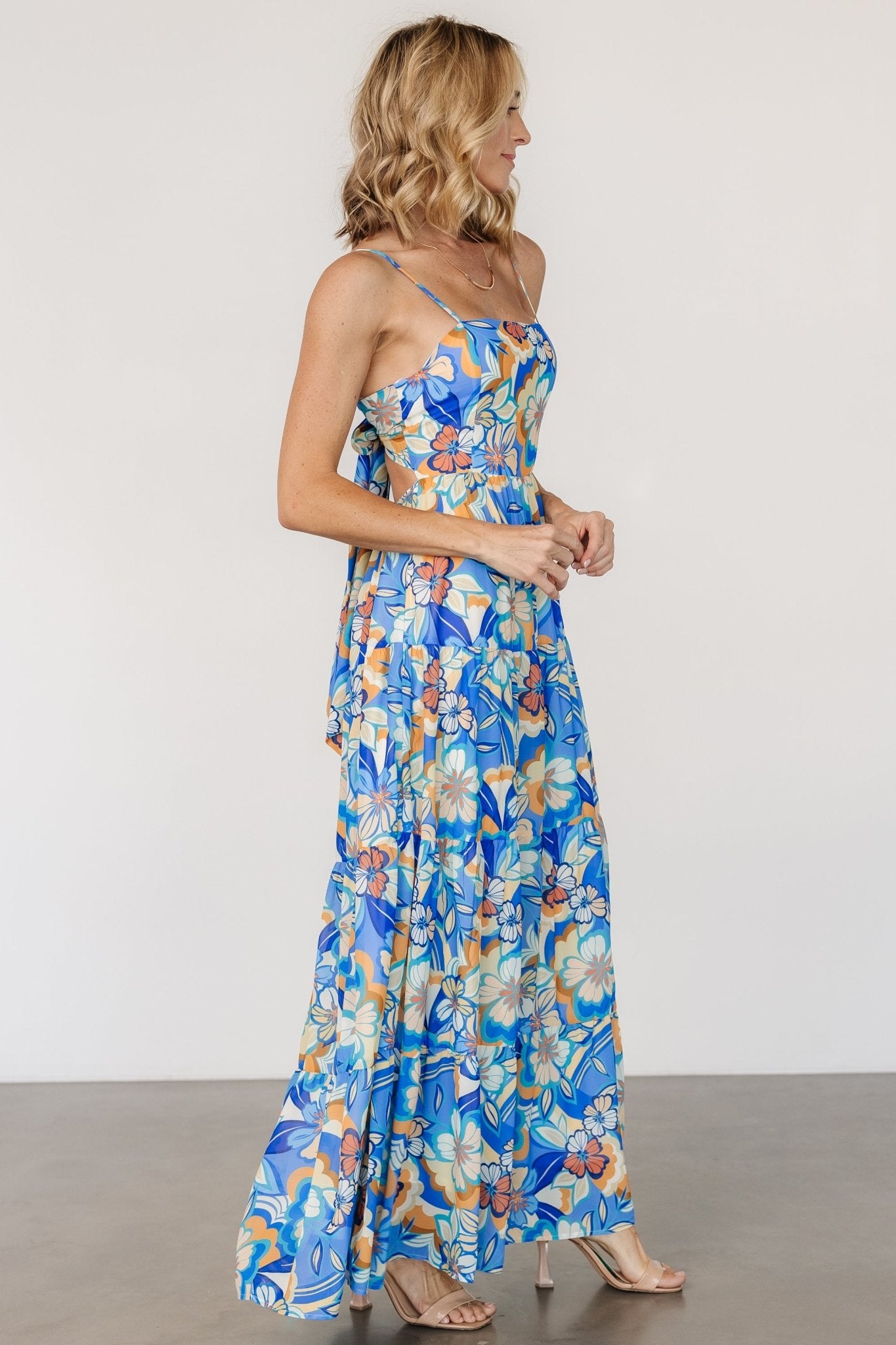 Jannica Tie Back Maxi Dress | Blue Multi Best Pices Sale Online