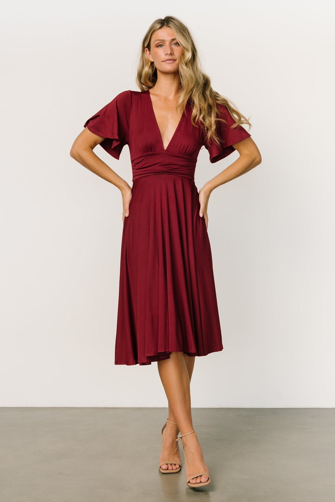 Janette Midi Dress | Wine Sast