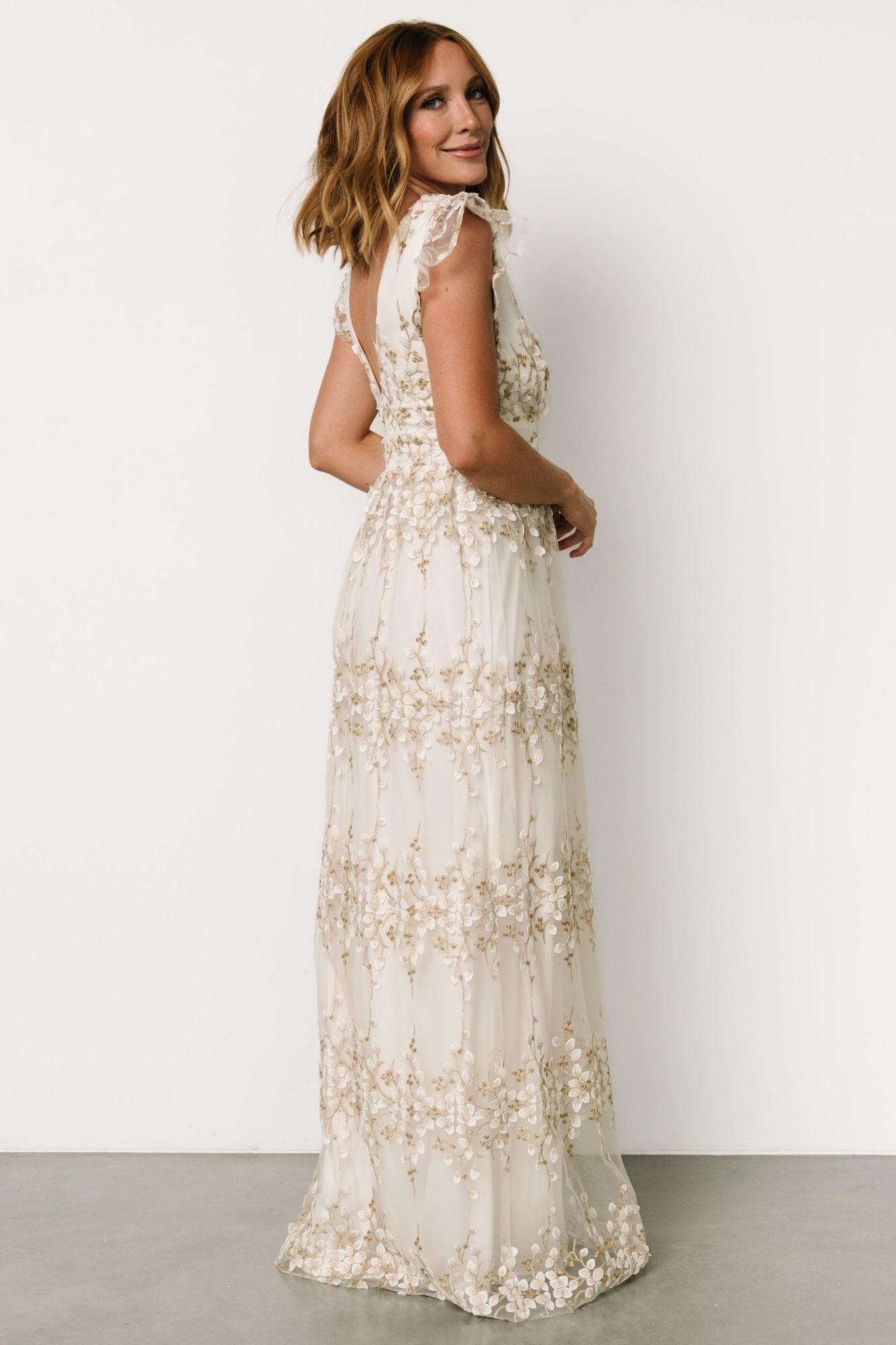 Eva Embroidered Maxi Dress | White + Gold 2025 New Sale Online