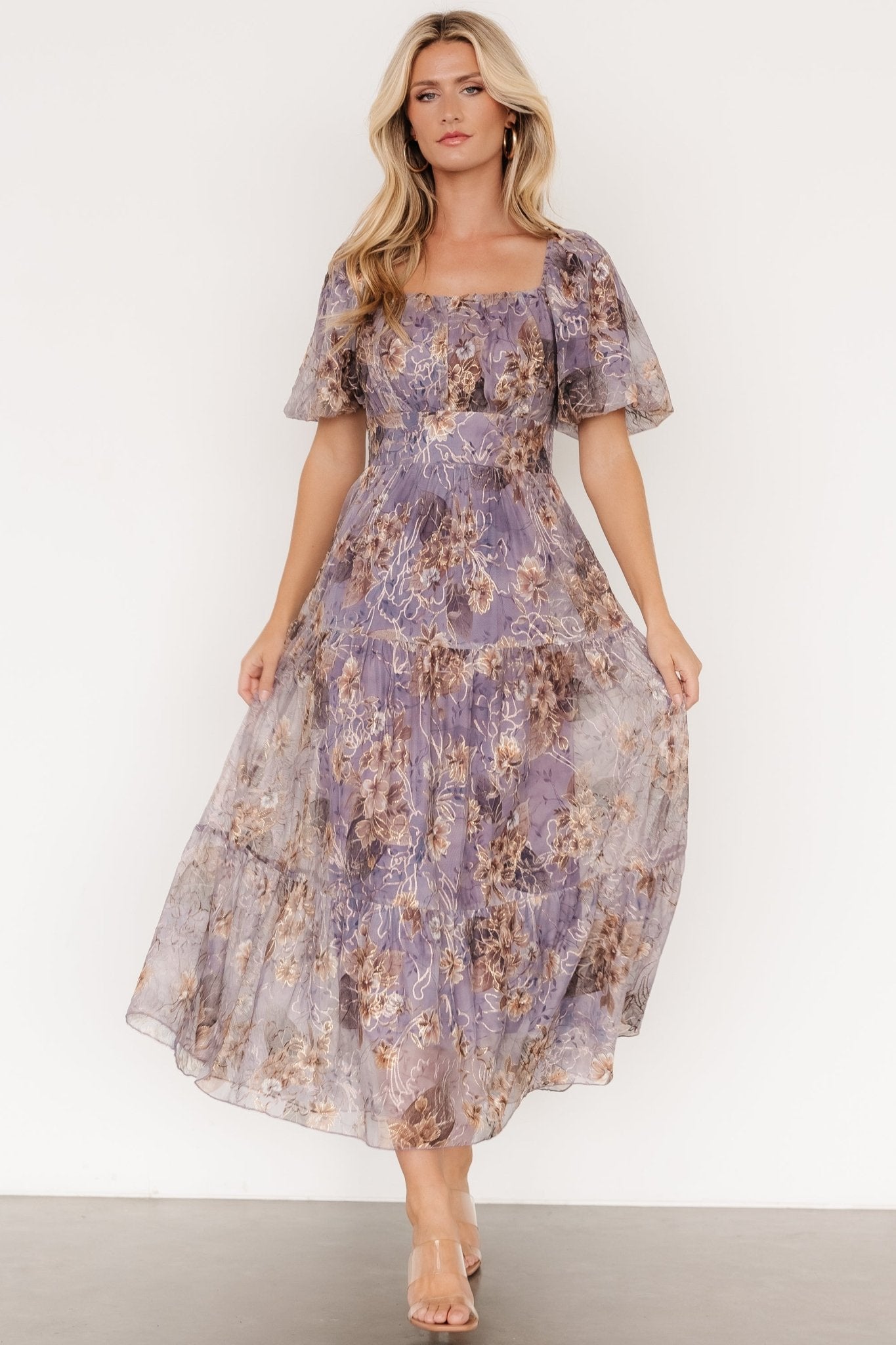 Annabeth Midi Dress | Lavender Floral Outlet Low Pice Fee Shipping