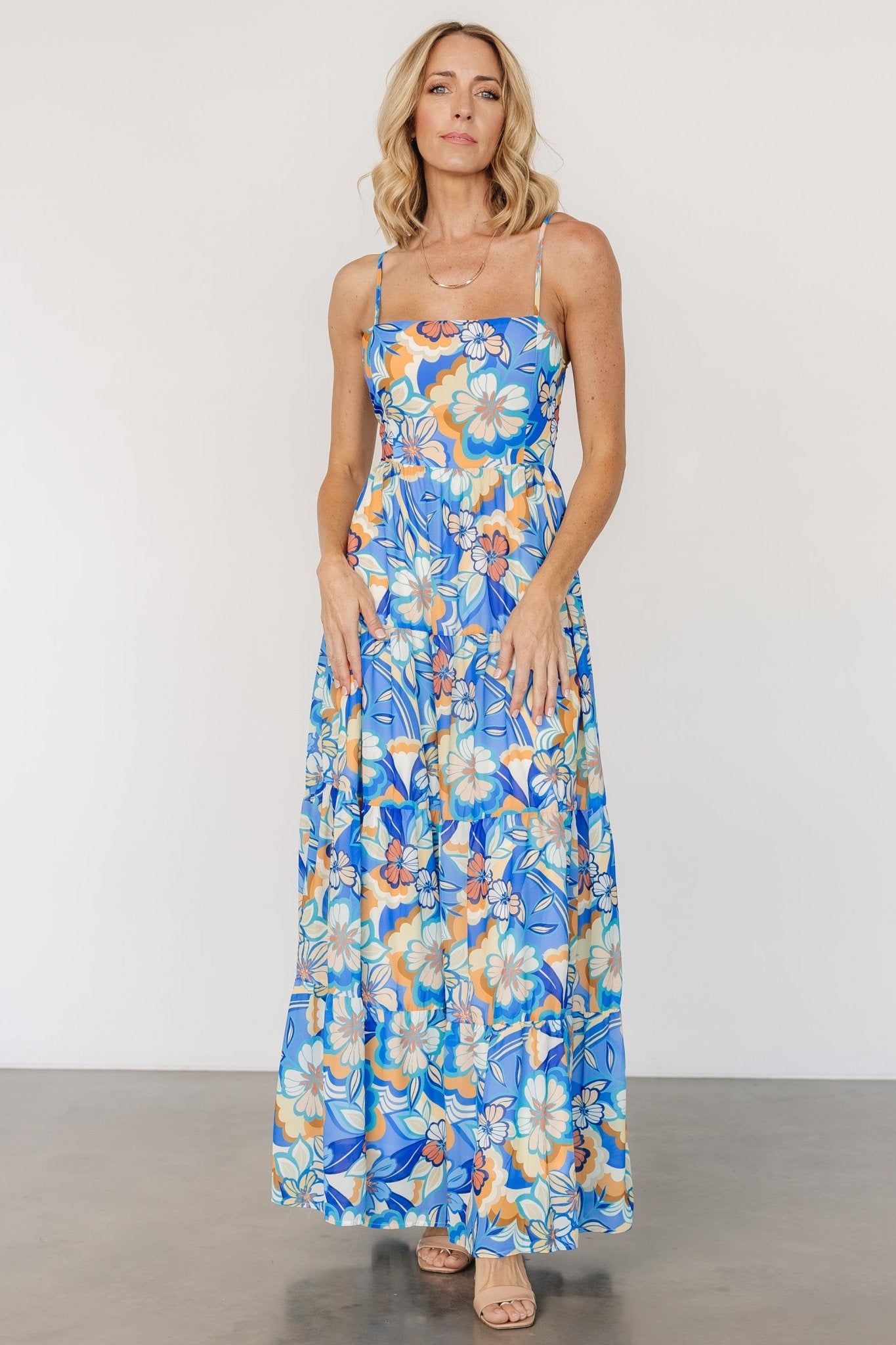 Jannica Tie Back Maxi Dress | Blue Multi Best Pices Sale Online