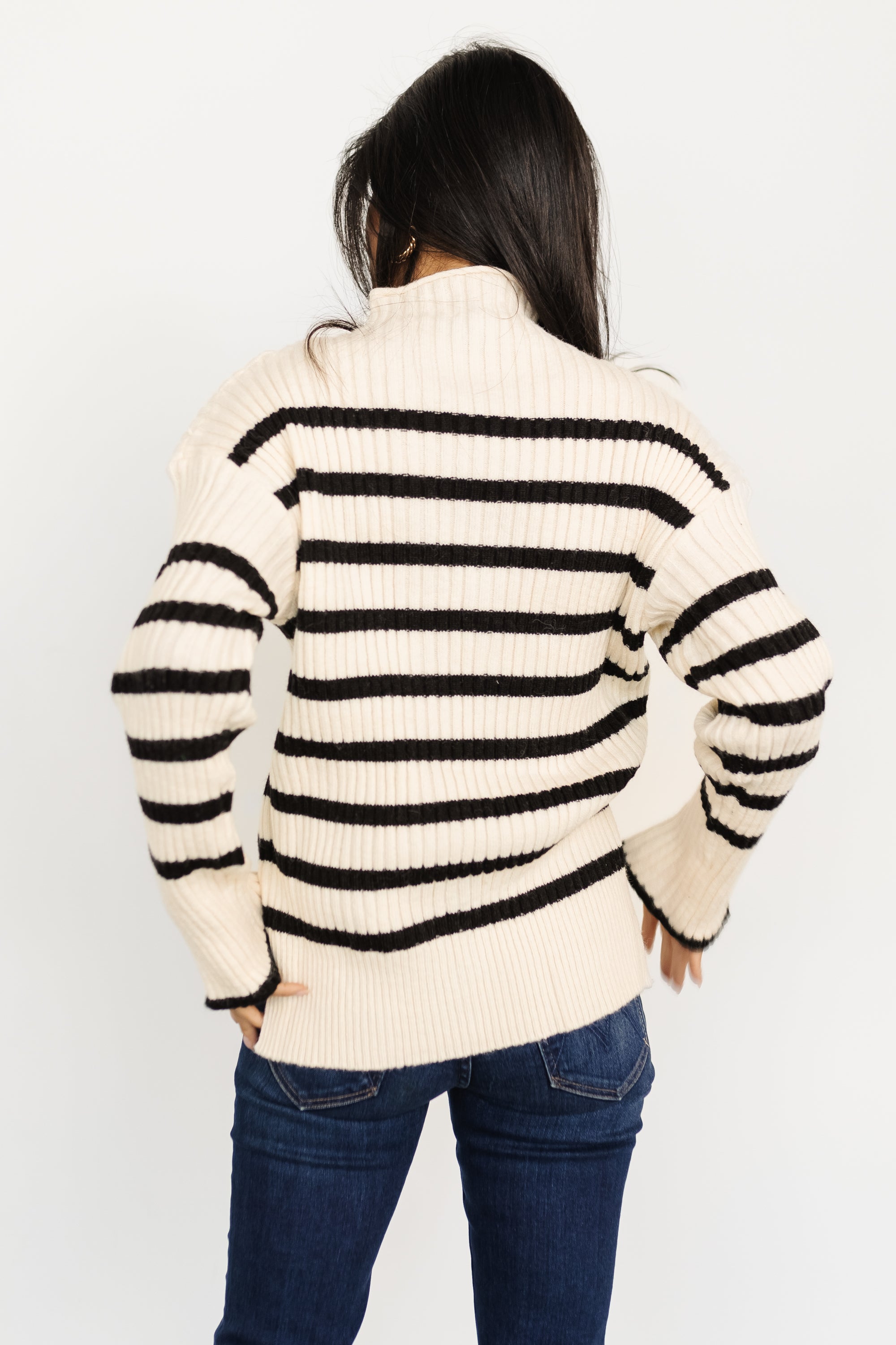 Landell Striped Sweater | Ivory + Black Free Shipping Clearance