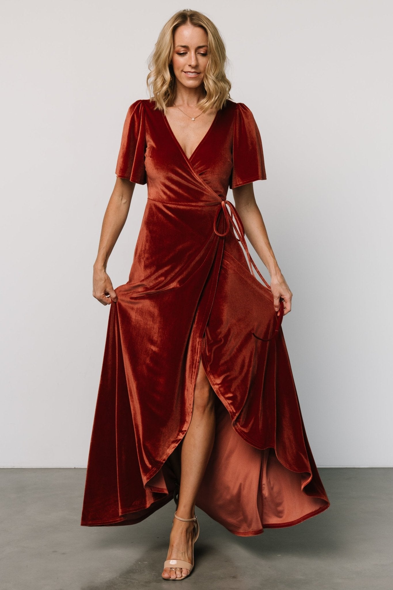 Katelyn Velvet Maxi Wrap Dress | Cinnamon Cheap Amazon