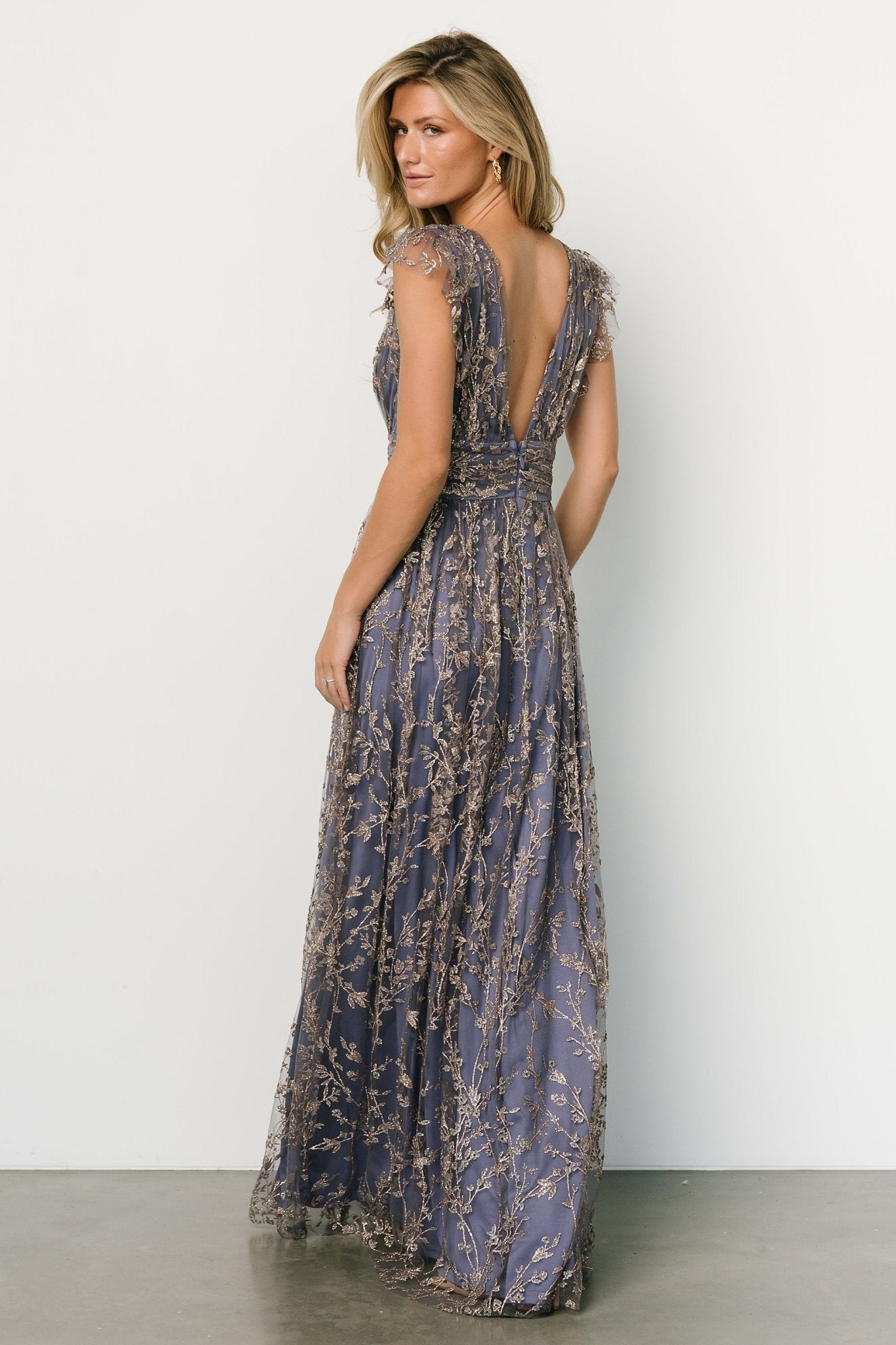 Arlene Shimmer Gown | Blue + Gold High Quality Cheap Pice