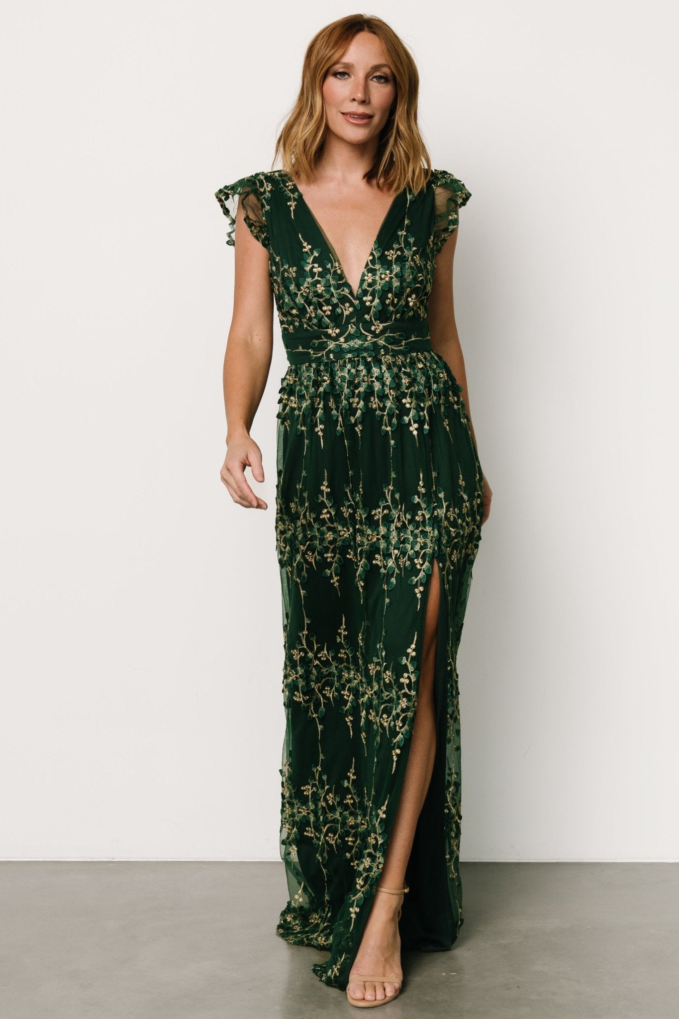 Eva Embroidered Maxi Dress | Green + Gold Where To Buy