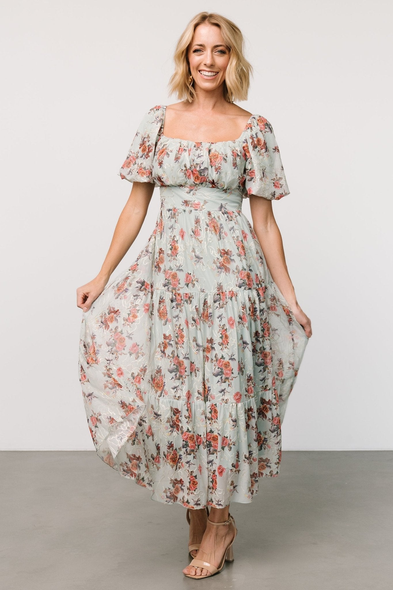 Annabeth Midi Dress | Eucalyptus Floral Clearance With Mastercard