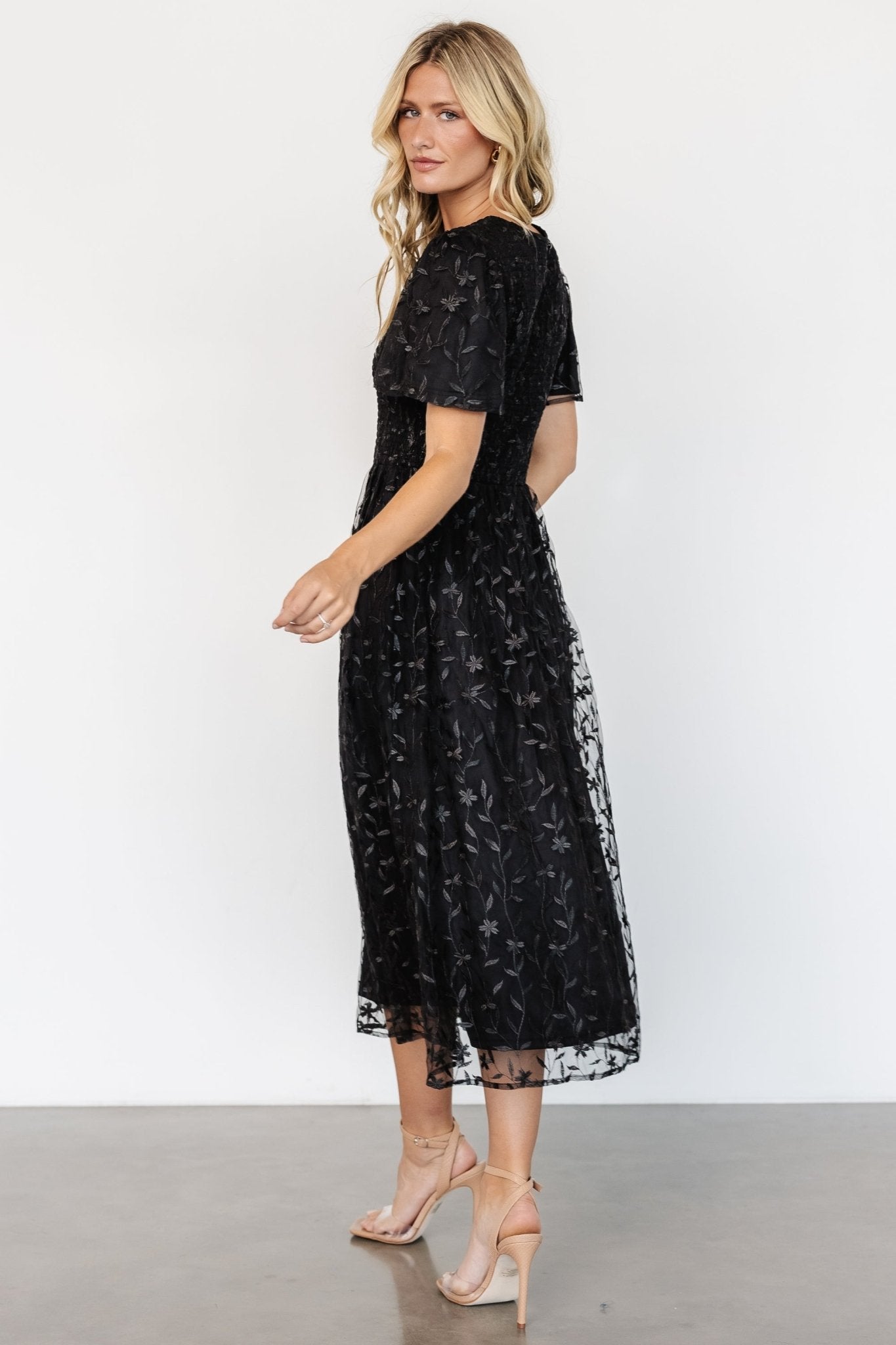 Cara Embroidered Midi Dress | Black Outlet Free Shipping Authentic