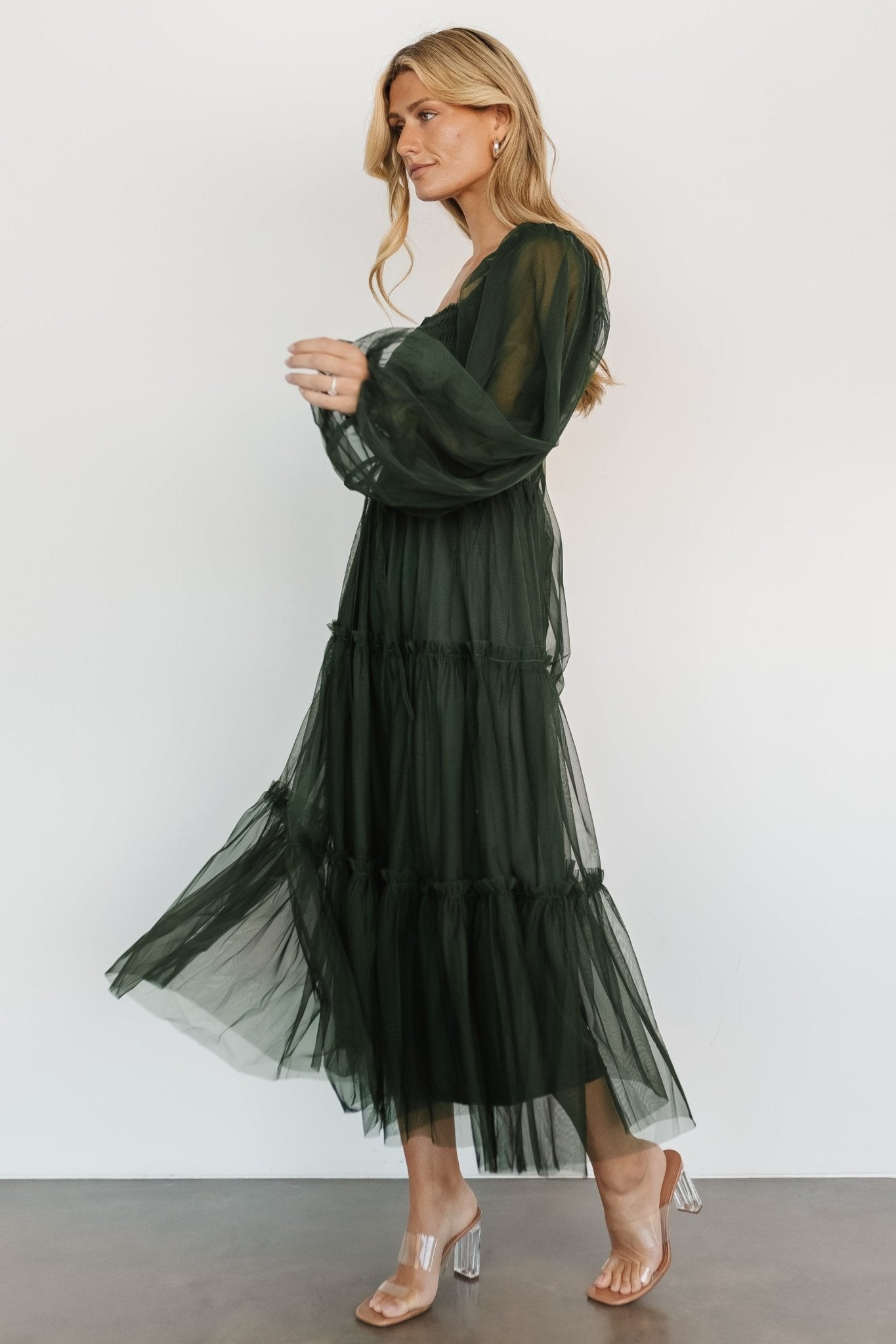 Katrina Tulle Maxi Dress | Dark Green Collections