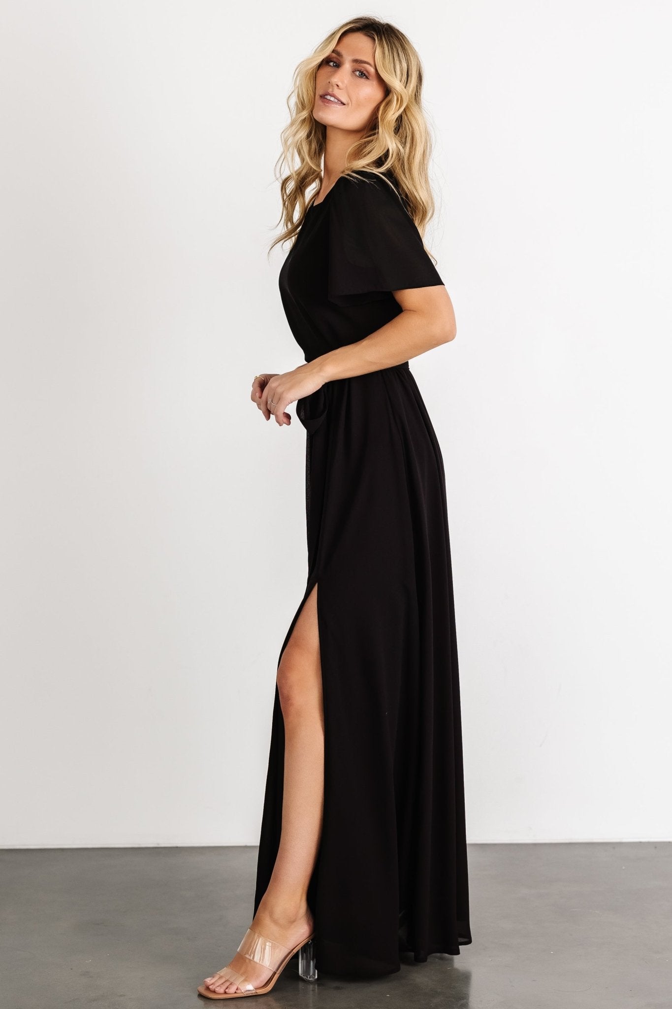 Naomi Short Sleeve Maxi Dress | Black Discounts Sale Online