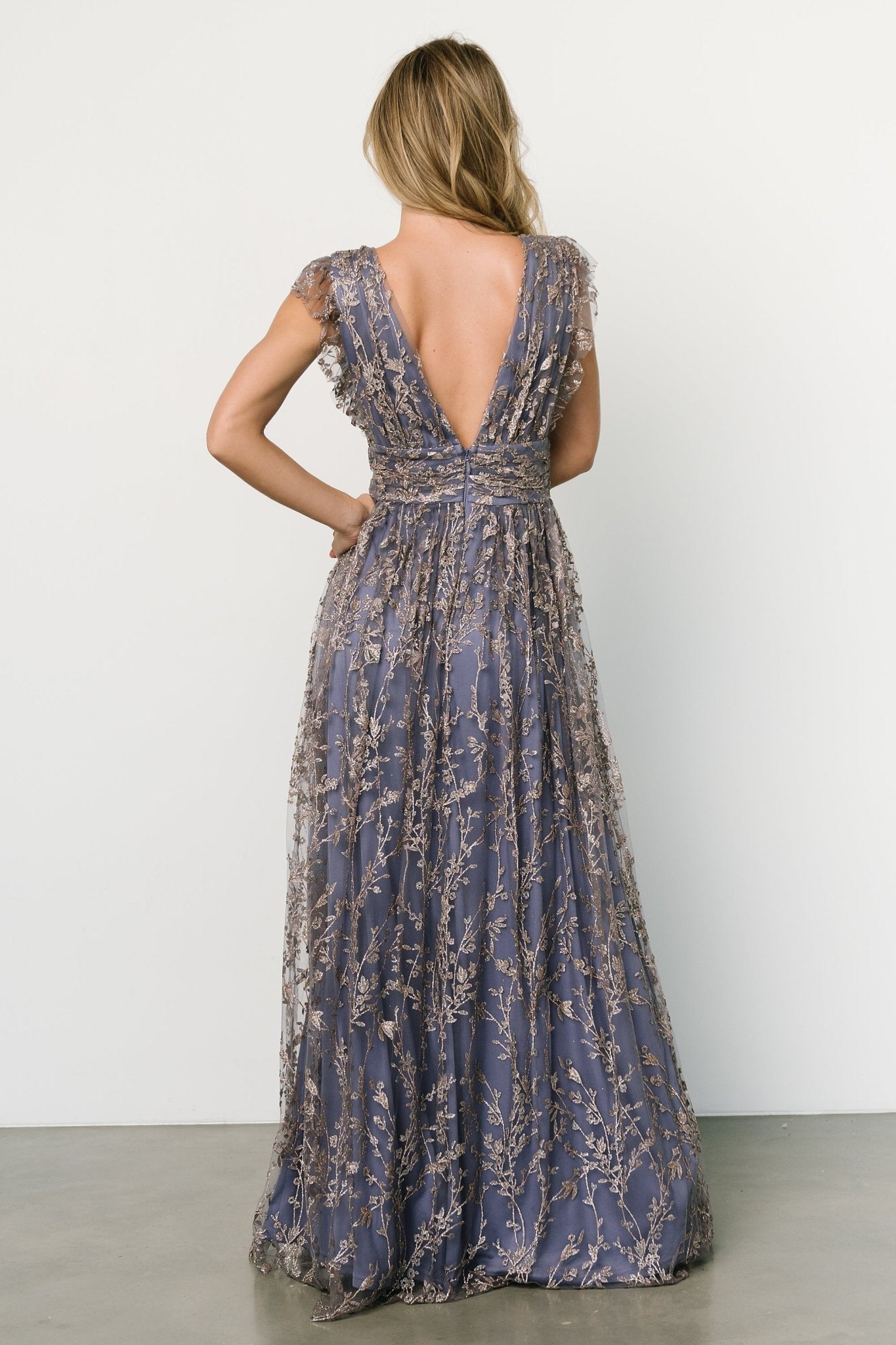 Arlene Shimmer Gown | Blue + Gold High Quality Cheap Pice