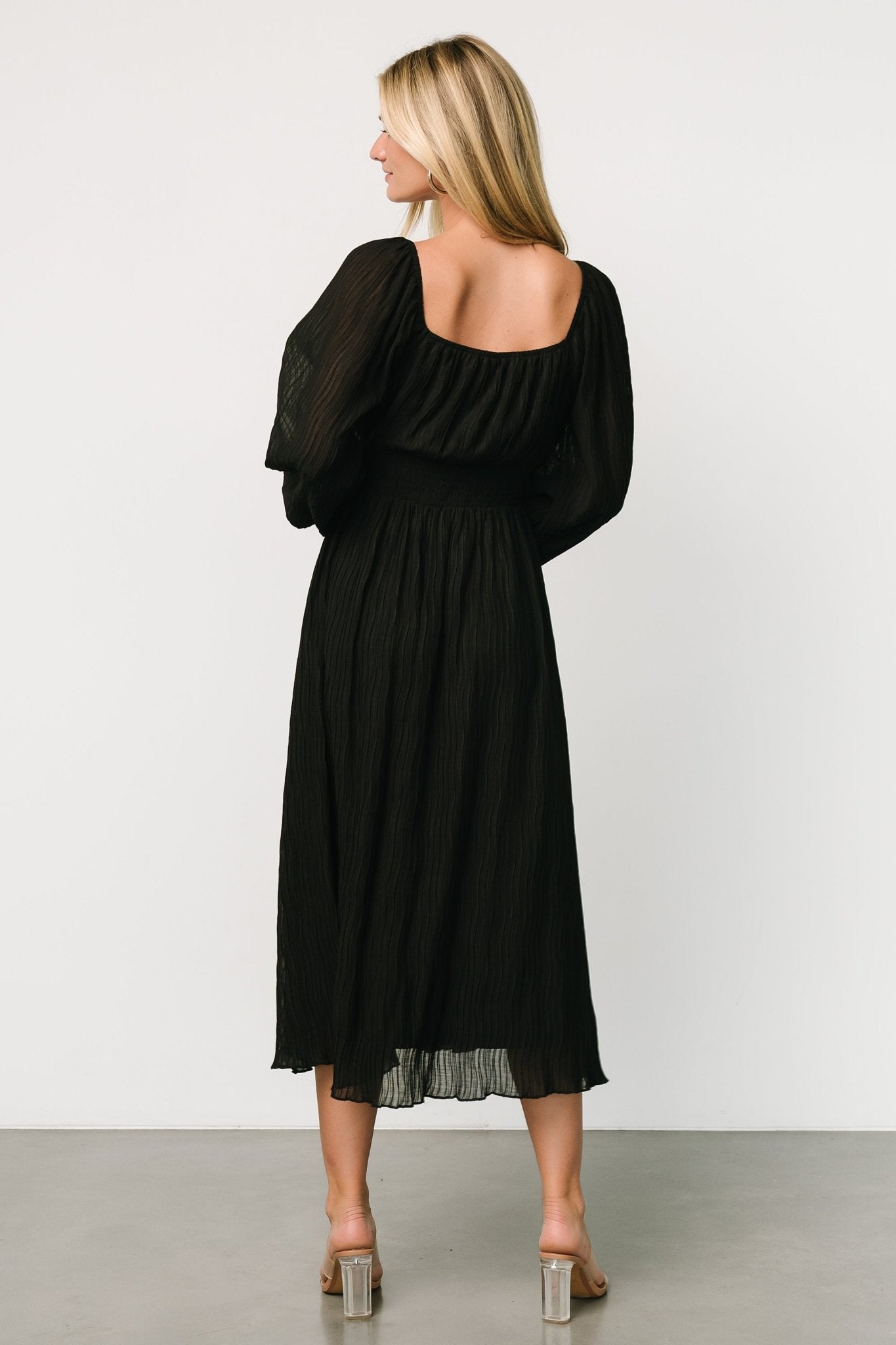 Dalton Pleated Midi Dress | Black Sale Popular