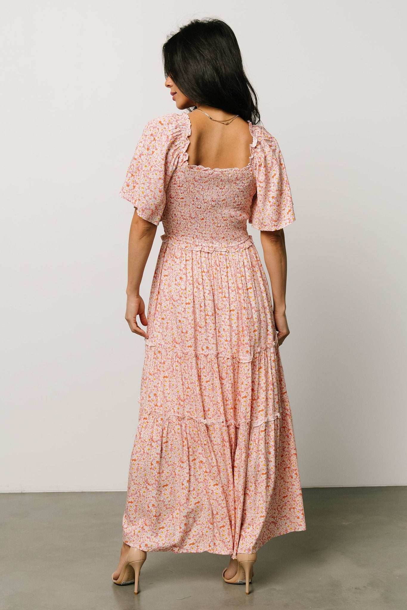 Regina Smocked Maxi Dress | Coral Floral Discount Explore