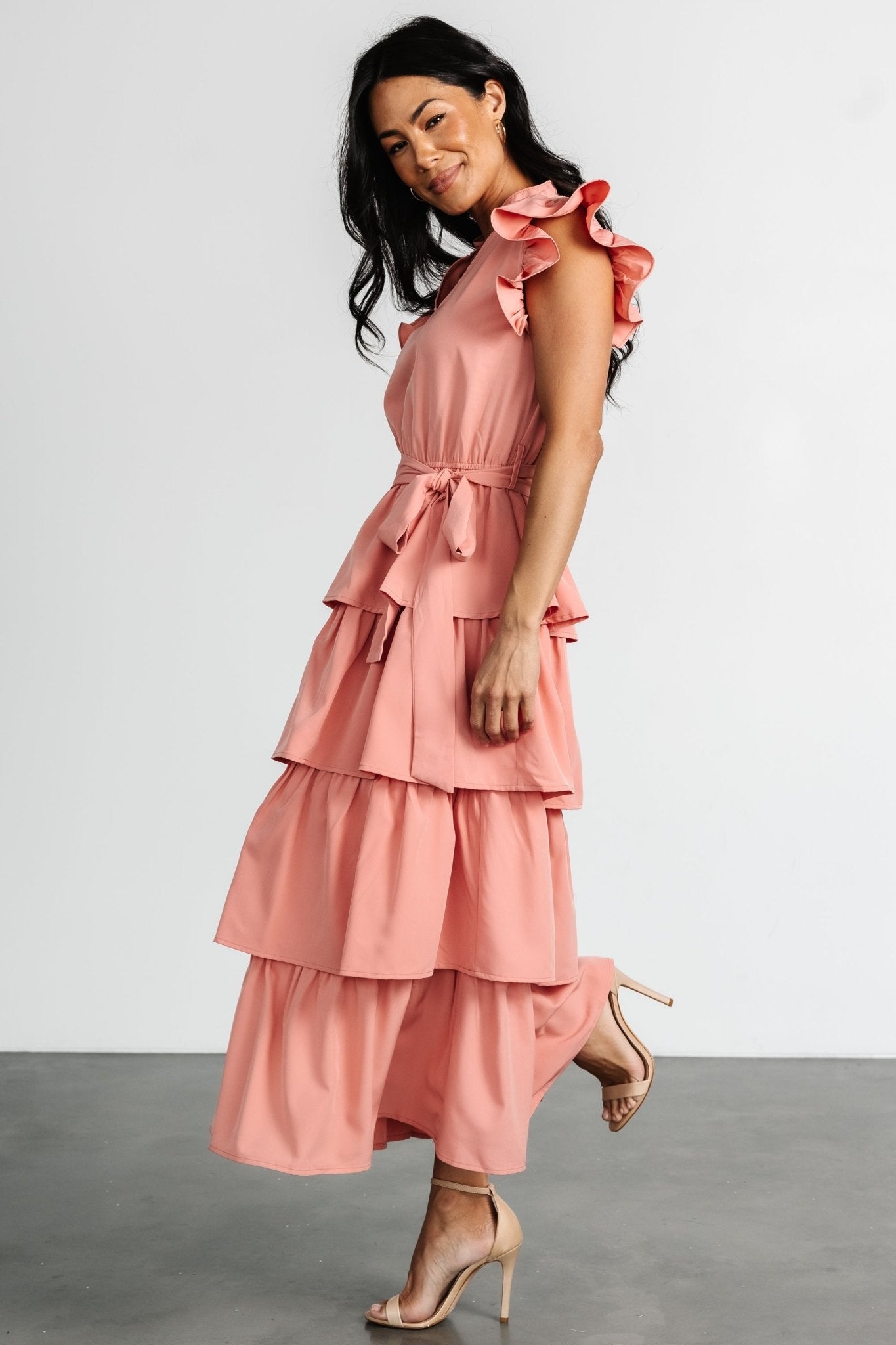 Chrysanthi Tiered Dress | Dusty Coral Clearance In China