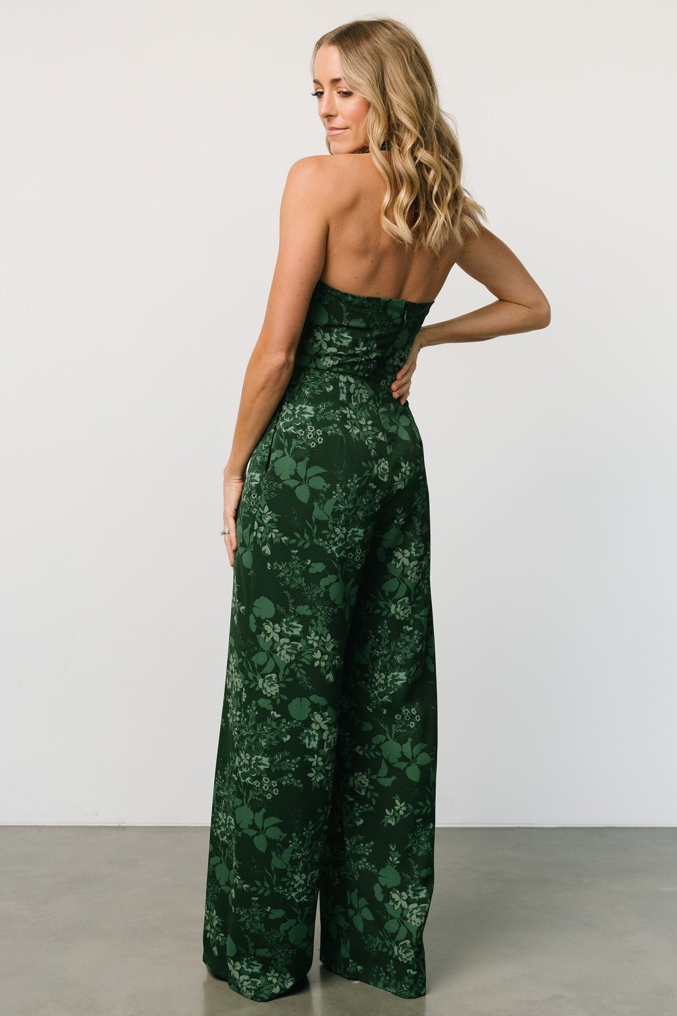 Freya Halter Jumpsuit | Emerald Floral Best Wholesale Cheap Pice