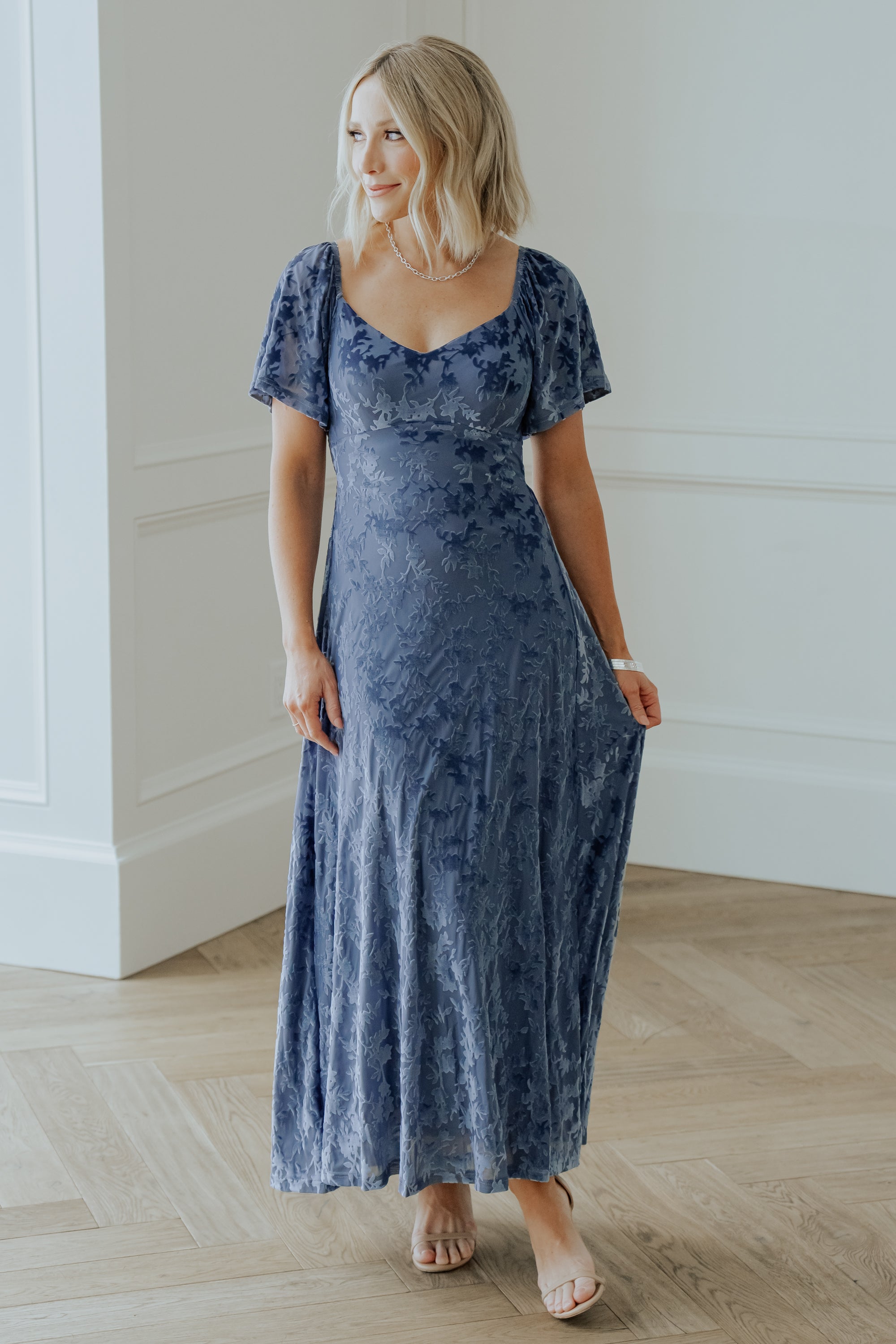 Everley Velvet Maxi Dress | Whisper Blue Buy Cheap Manchester Great Sale