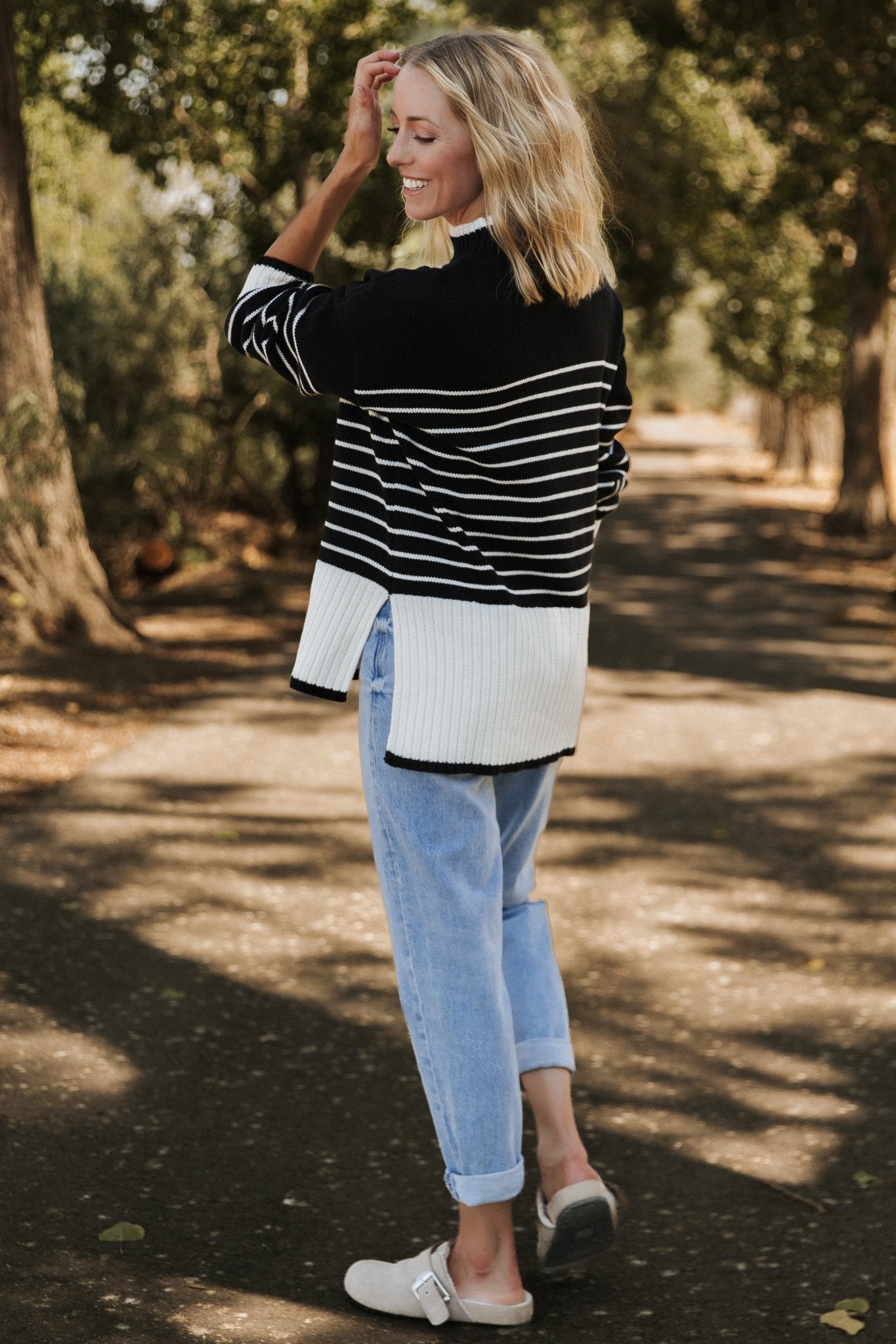 Benedict Stripe Knit Sweater | Black + Cream Clearance Amazon