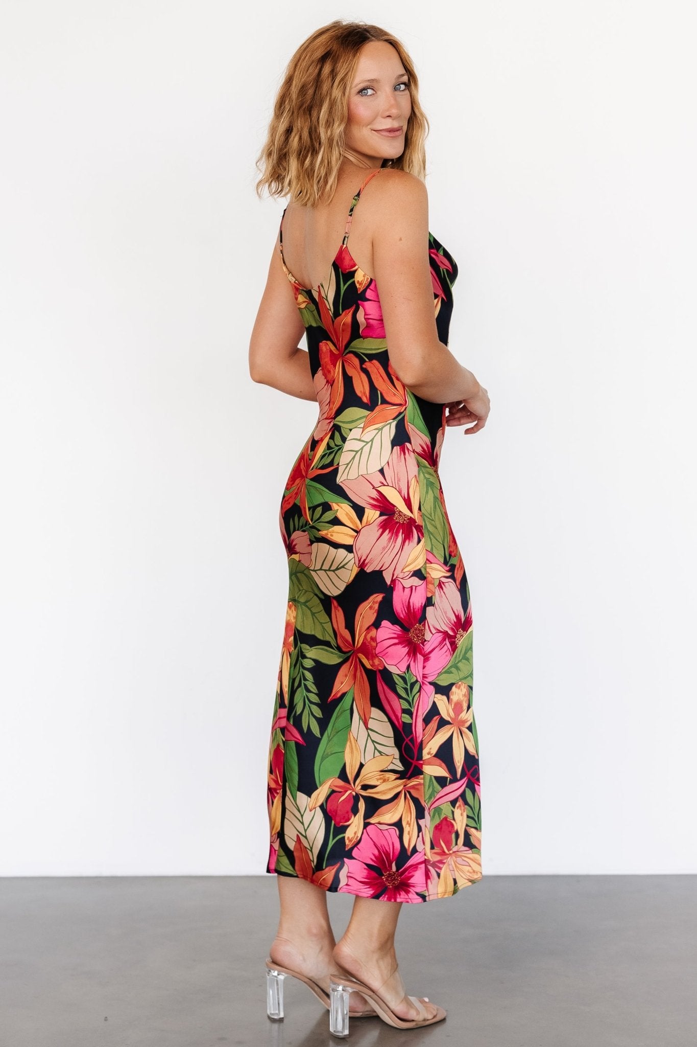 Kala Slip Midi Dress | Black Multi Floral Free Shipping Best Store To Get