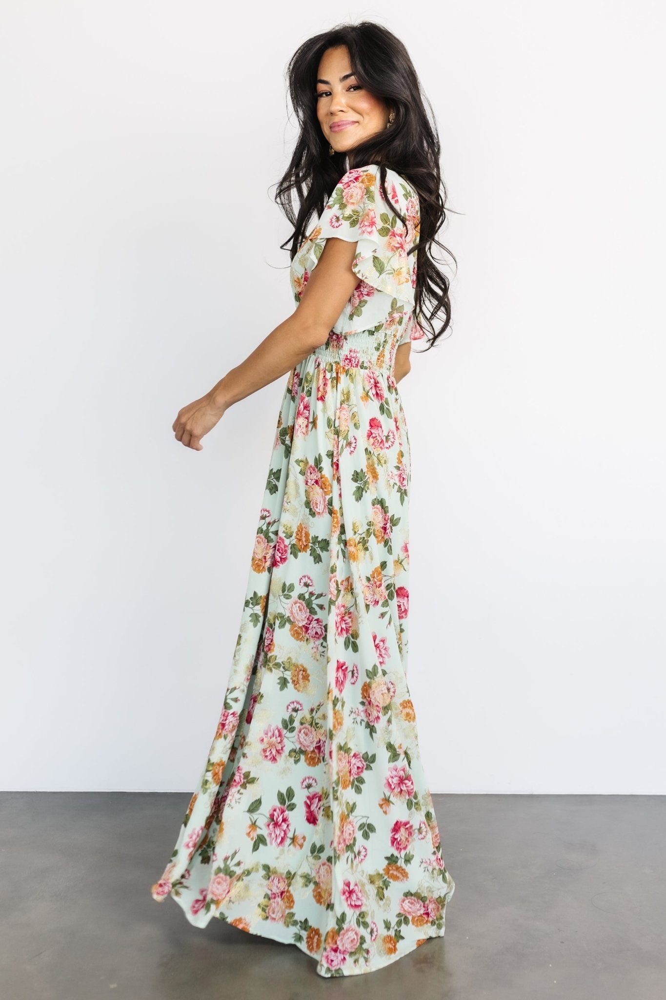 Lynlee Metallic Maxi Dress | Sage + Pink Best Pices