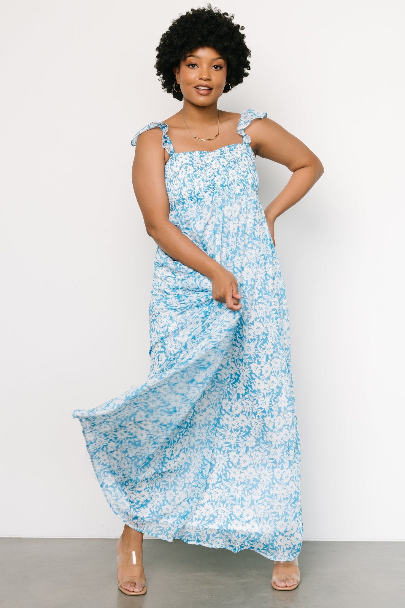 Evanthe Maxi Dress | Blue + White Floral Original Online