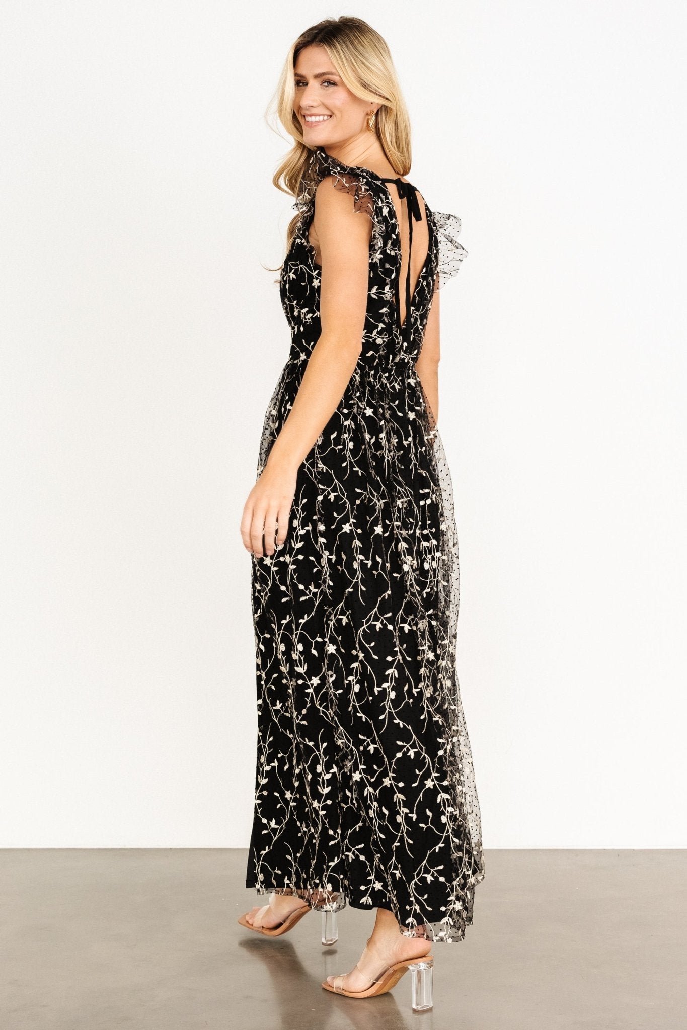 Orza Embroidered Maxi Dress | Black Cheap Pice Top Quality