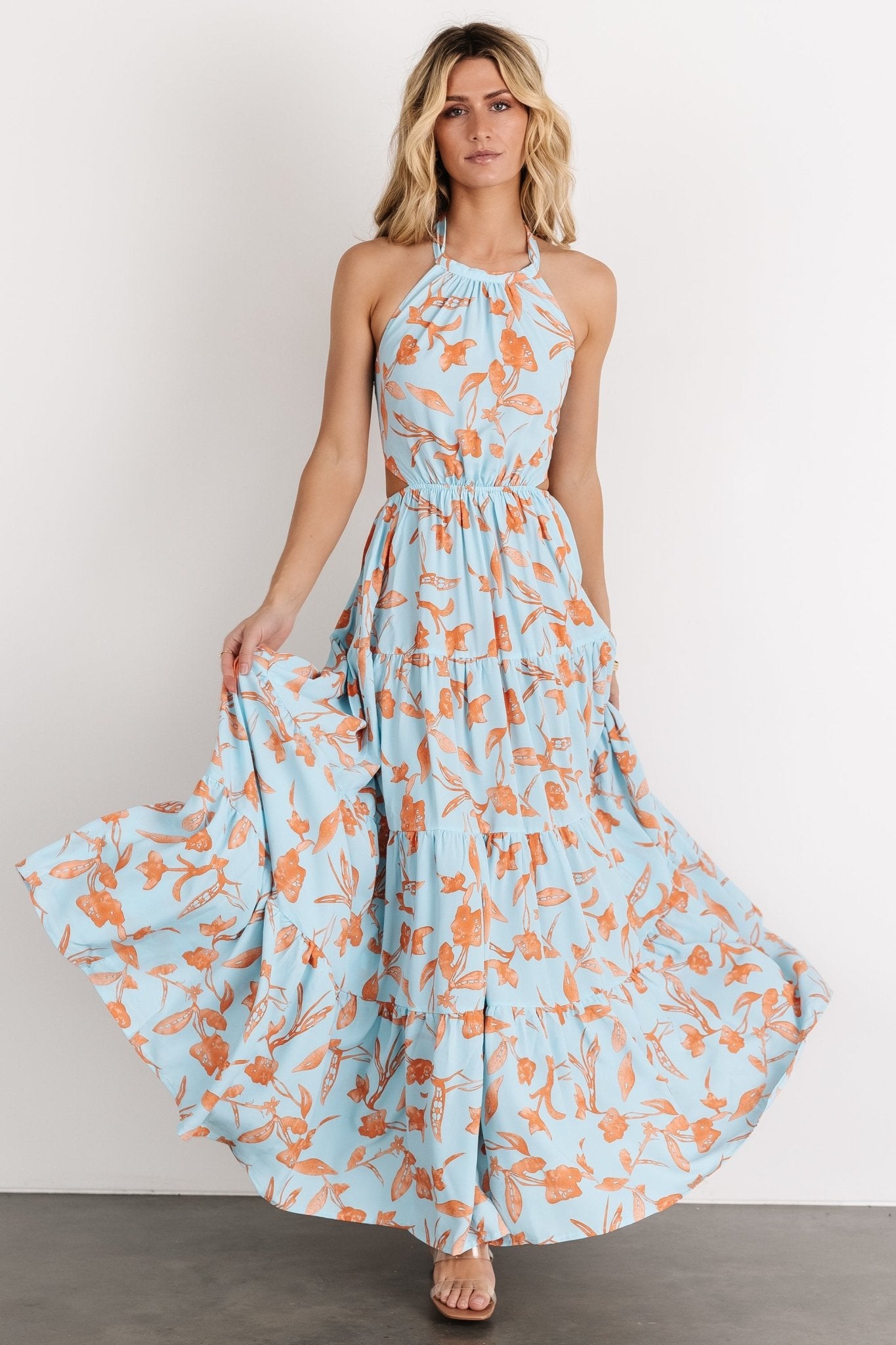 Laie Back Tie Maxi Dress | Blue + Orange Shop For Cheap Online