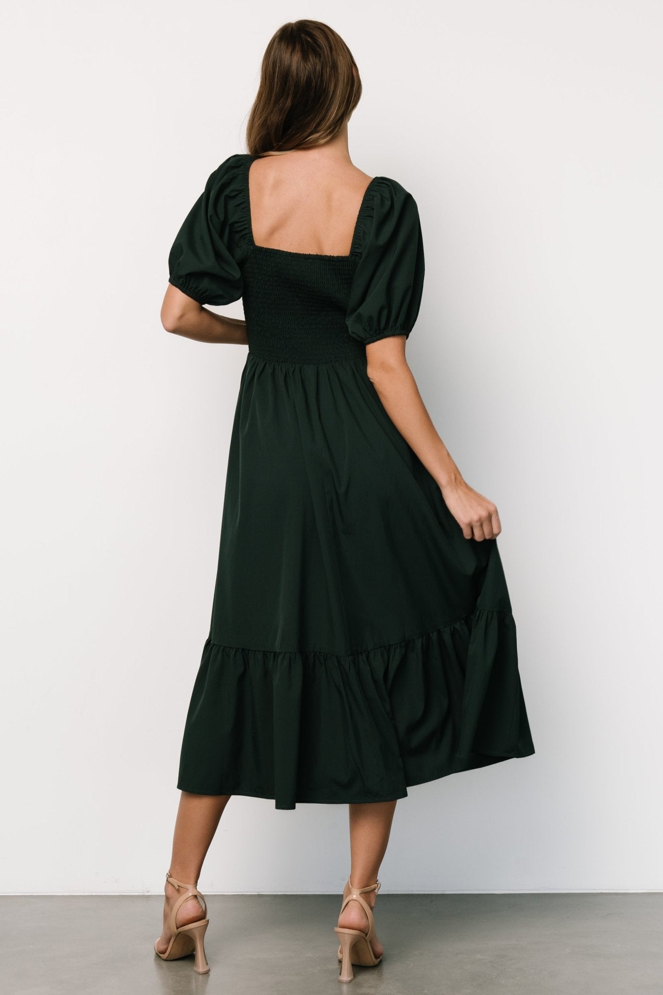 Andrea Pleated Midi Dress | Forest Green Outlet Get To Buy