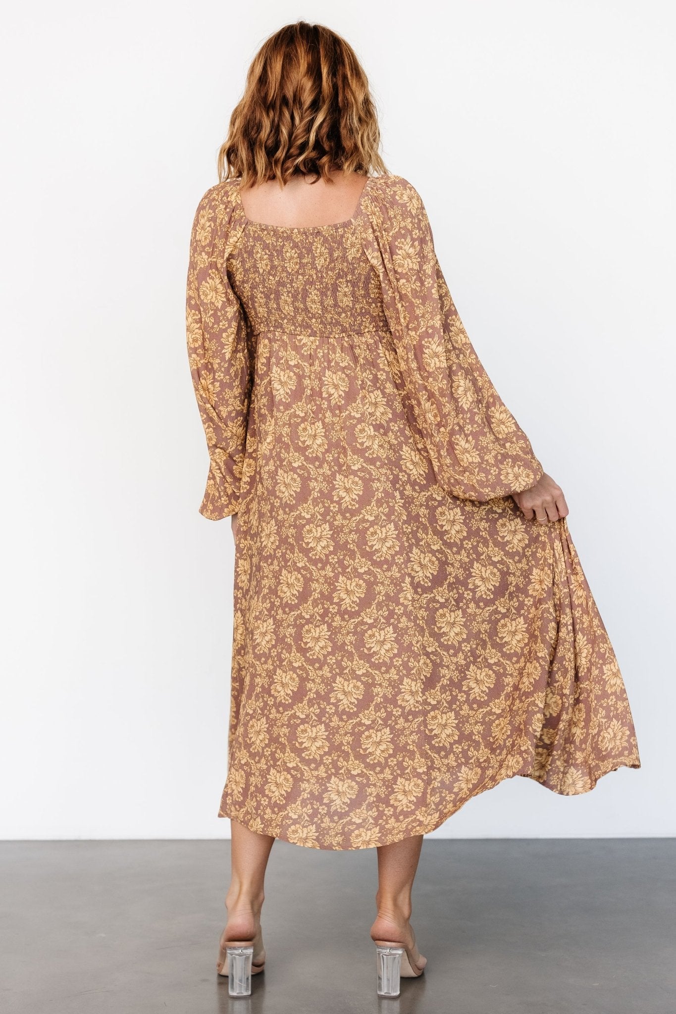 McKinney Dress | Brown + Gold Floral Clearance Get To Buy