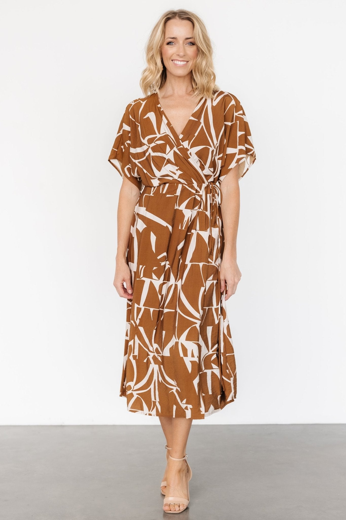 Fantino Faux Wrap Dress | Brown Print For Cheap